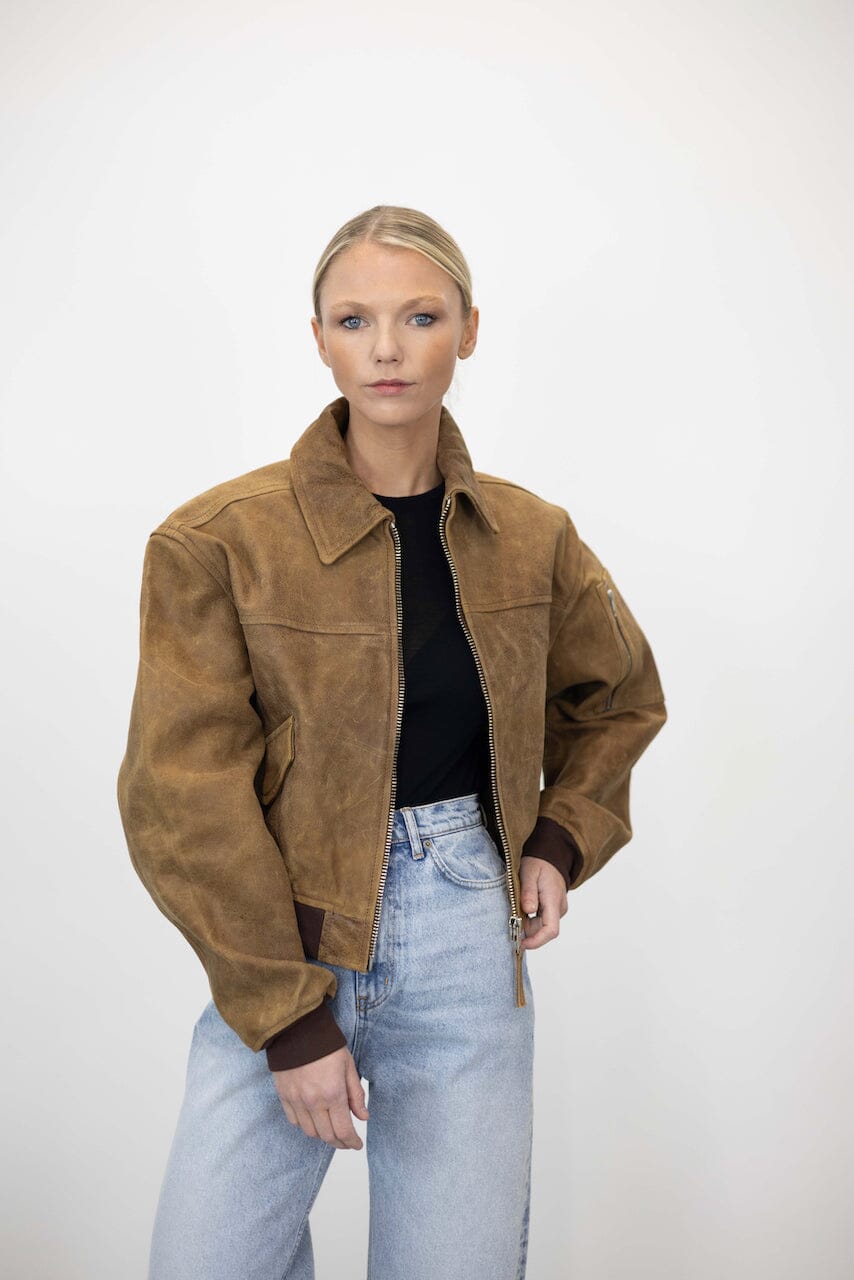 ROCKY SHORT LEATHER BOMBER BOMBER OVAL SQUARE 