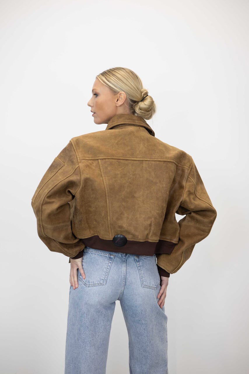 ROCKY SHORT LEATHER BOMBER BOMBER OVAL SQUARE 