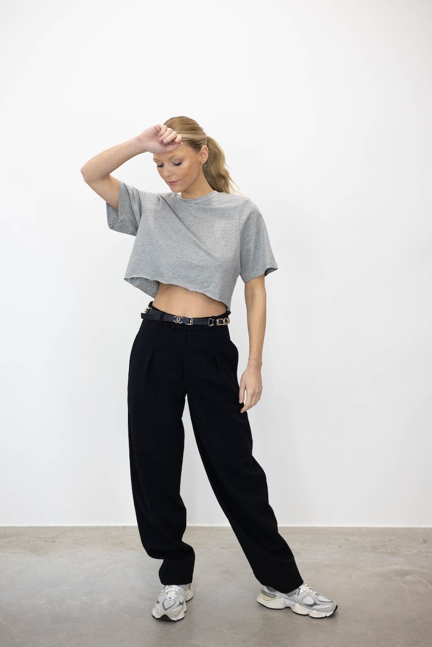 ELONOR CROP PADDED T-SHIRT GREY KURE 