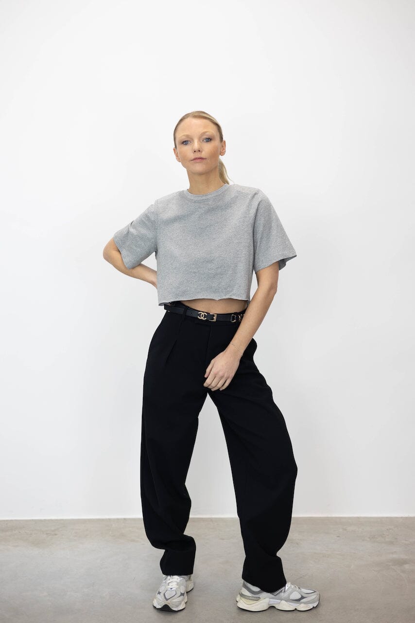 ELONOR CROP PADDED T-SHIRT GREY KURE 