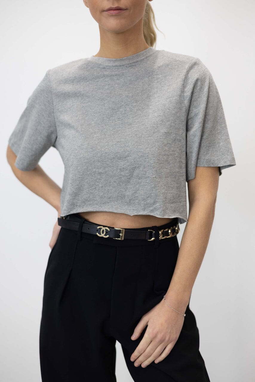 ELONOR CROP PADDED T SHIRT GREY