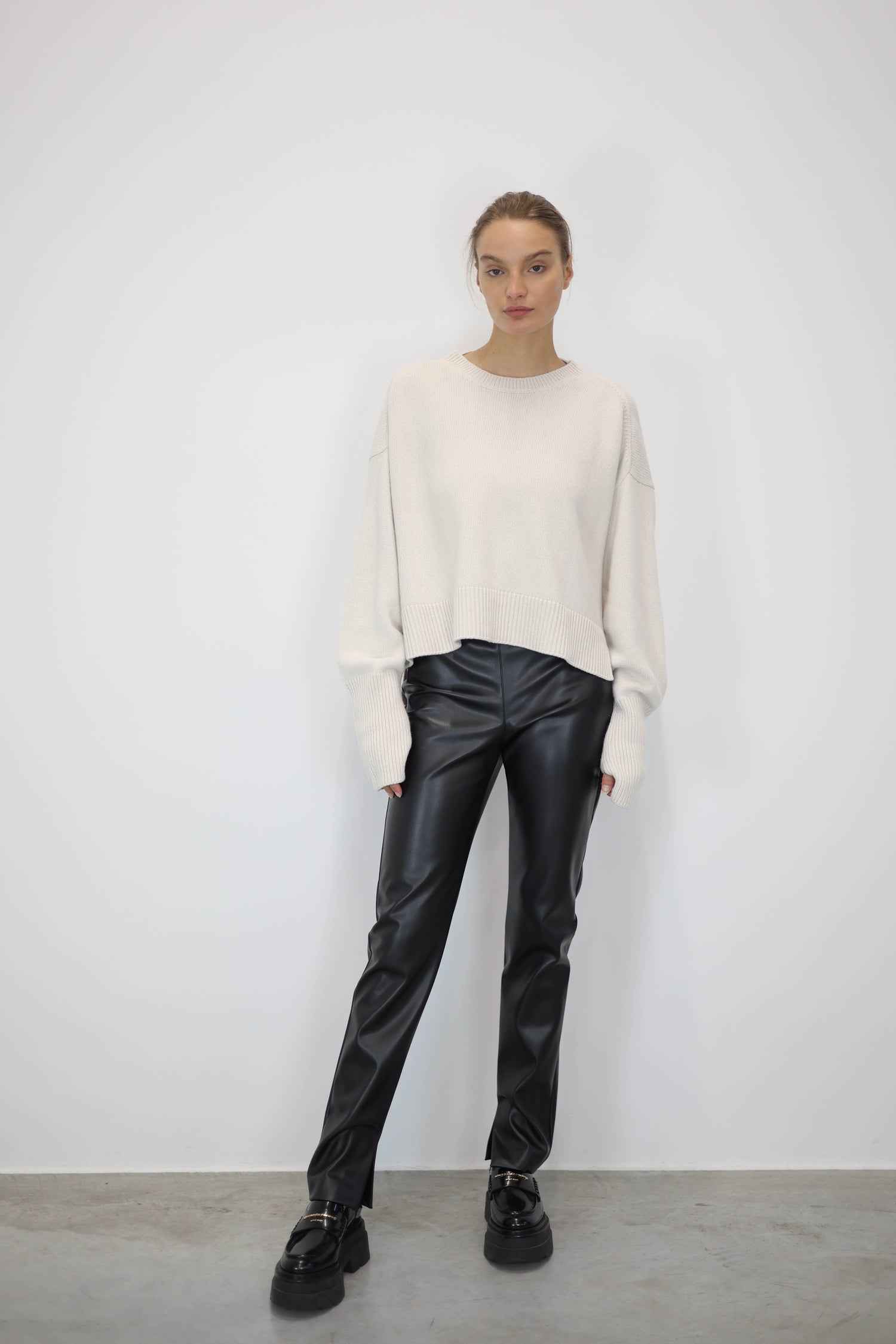 SKINNY FAUX LEATHER PANTS PANTS NUDE 