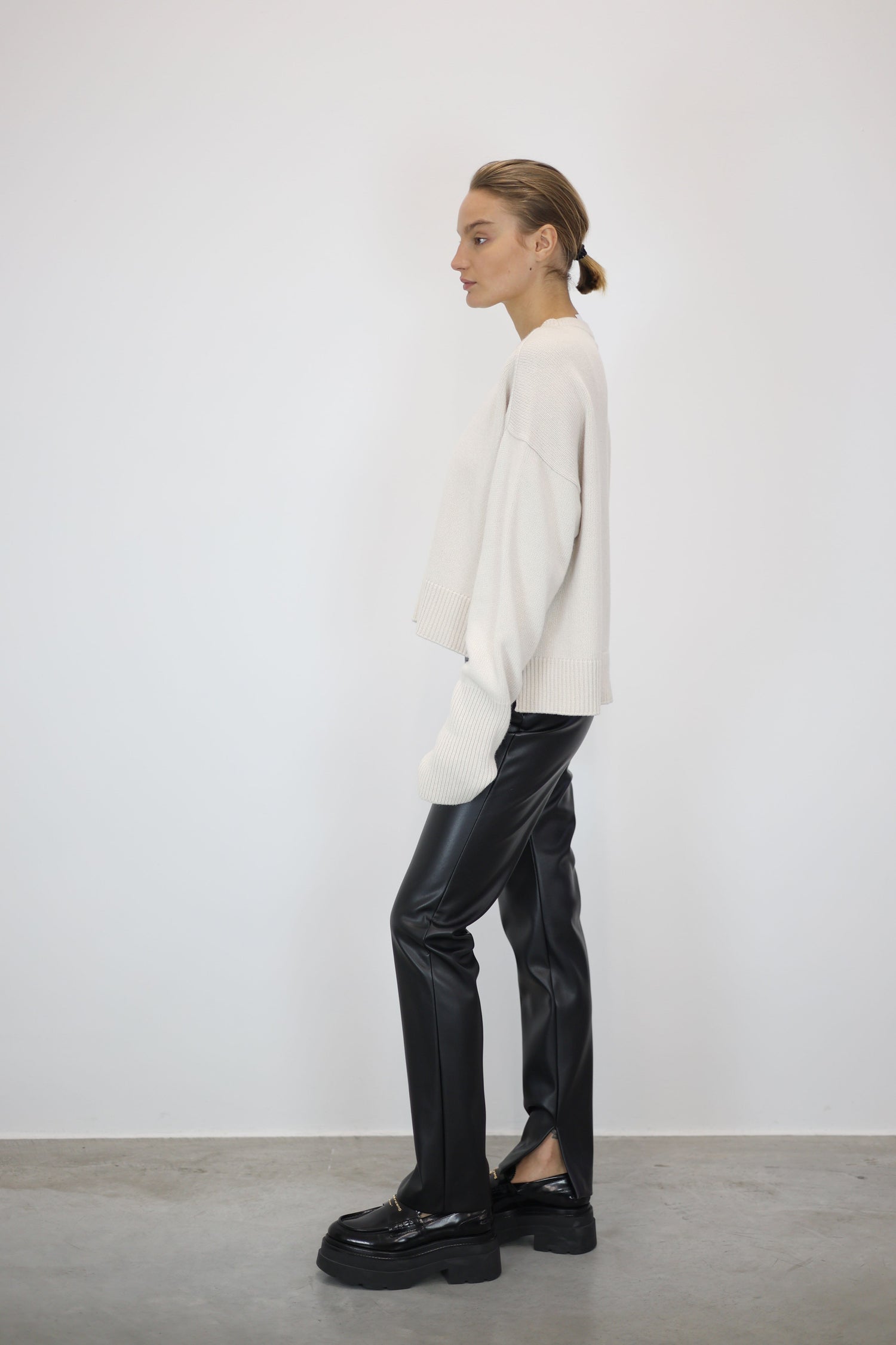 SKINNY FAUX LEATHER PANTS PANTS NUDE 