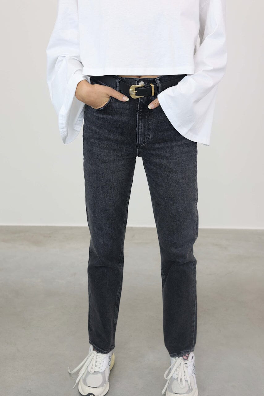 HIGH RISE STOVEPIPE JEANS IN METAL JEANS AGOLDE 