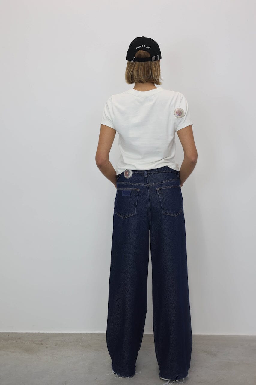 WIDE DENIM WITH DRAWSTRING IN RISE JEANS GANNI 
