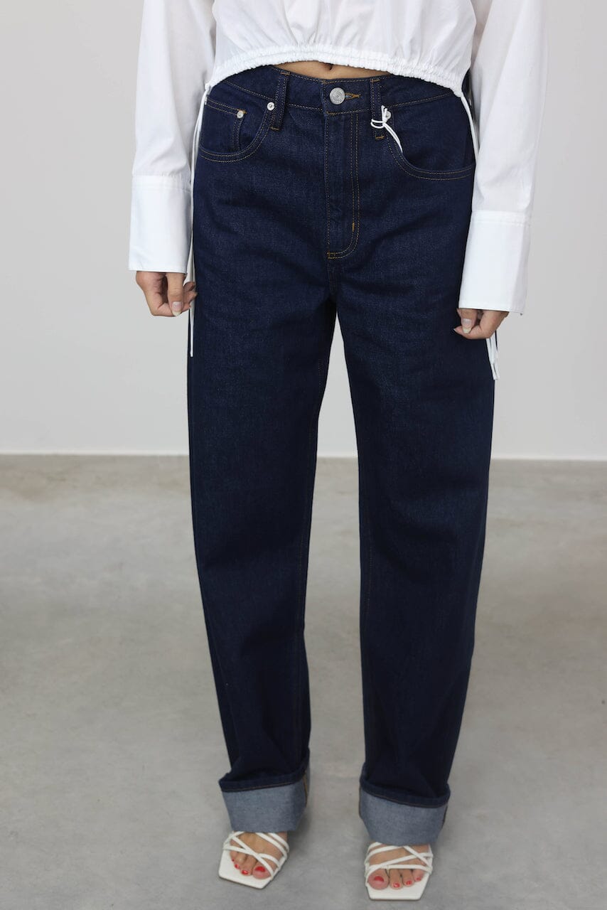 EXTRA LONG BARREL JEANS IN RINSE JEANS FRAME 