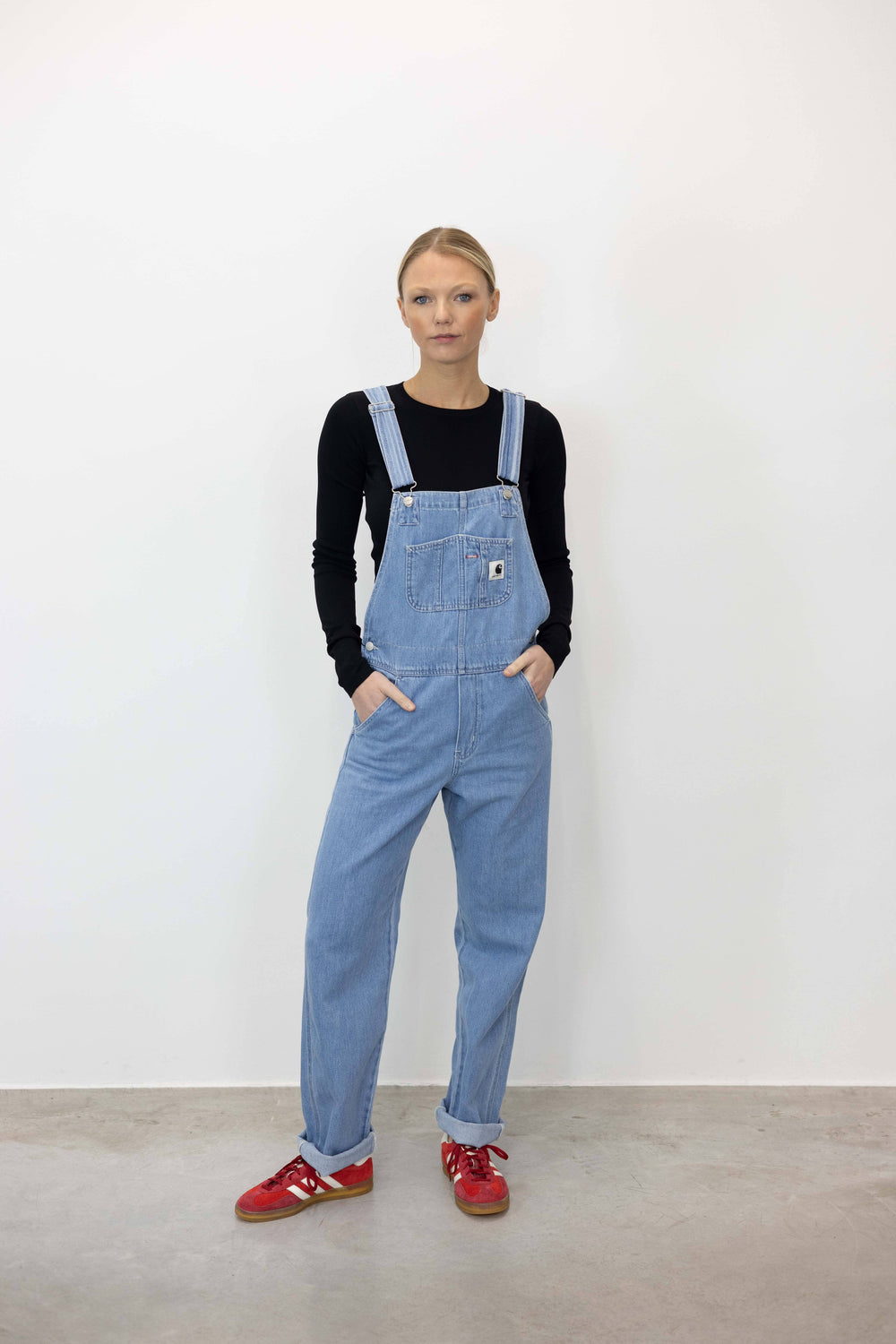 BIB DENIM OVERALL STRAIGHT LEG IN BLUE STONE BLEACHED OVERALL CARHARTT 