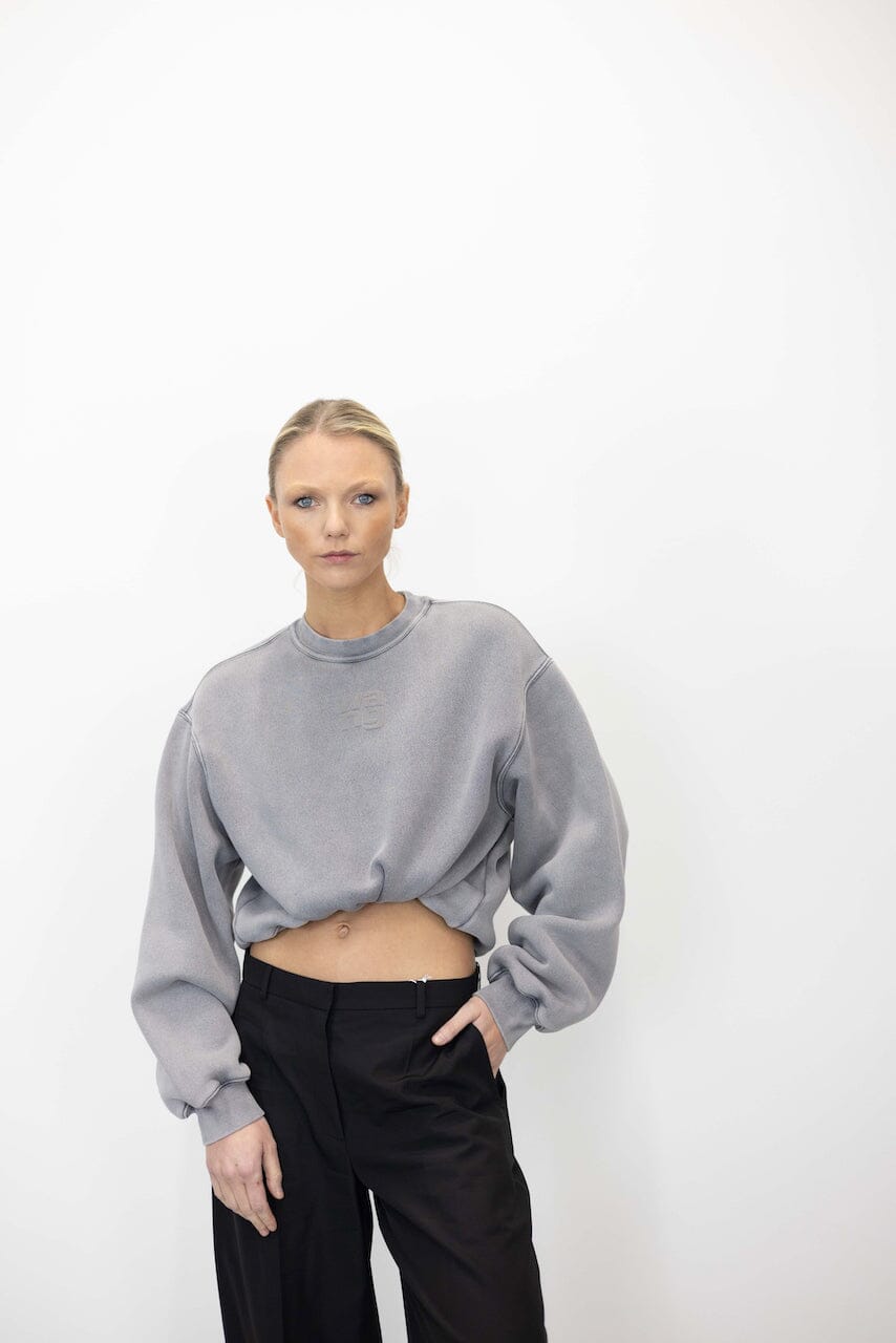 TERRY CREW NECK SWEATHSHIRT W/ PUFF PAINT LOGO IN ACID FOG SWEATSHIRT ALEXANDER WANG 