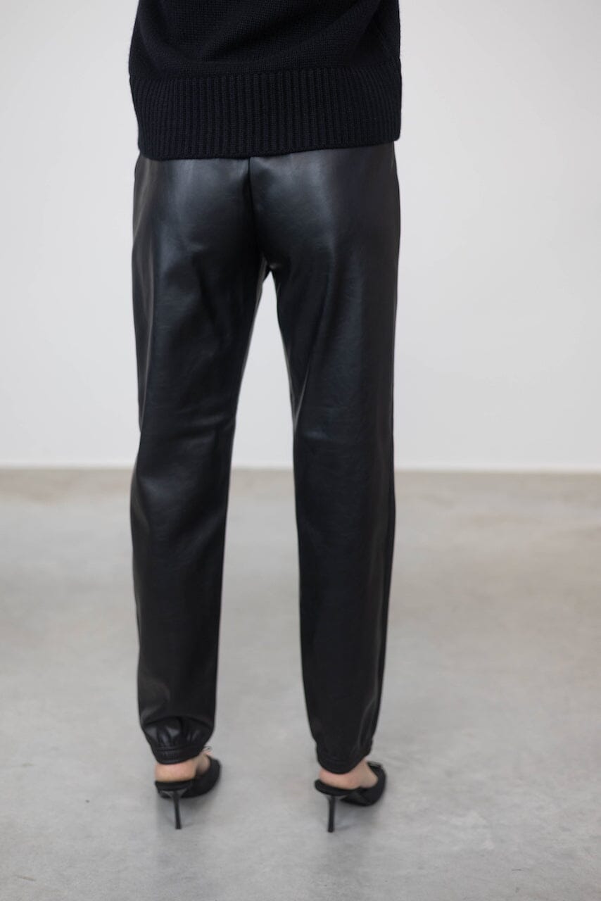 MARIE FAUX LEATHER TROUSERS WITH ELASTIC WAIST PANTS DESIGNERS REMIX 