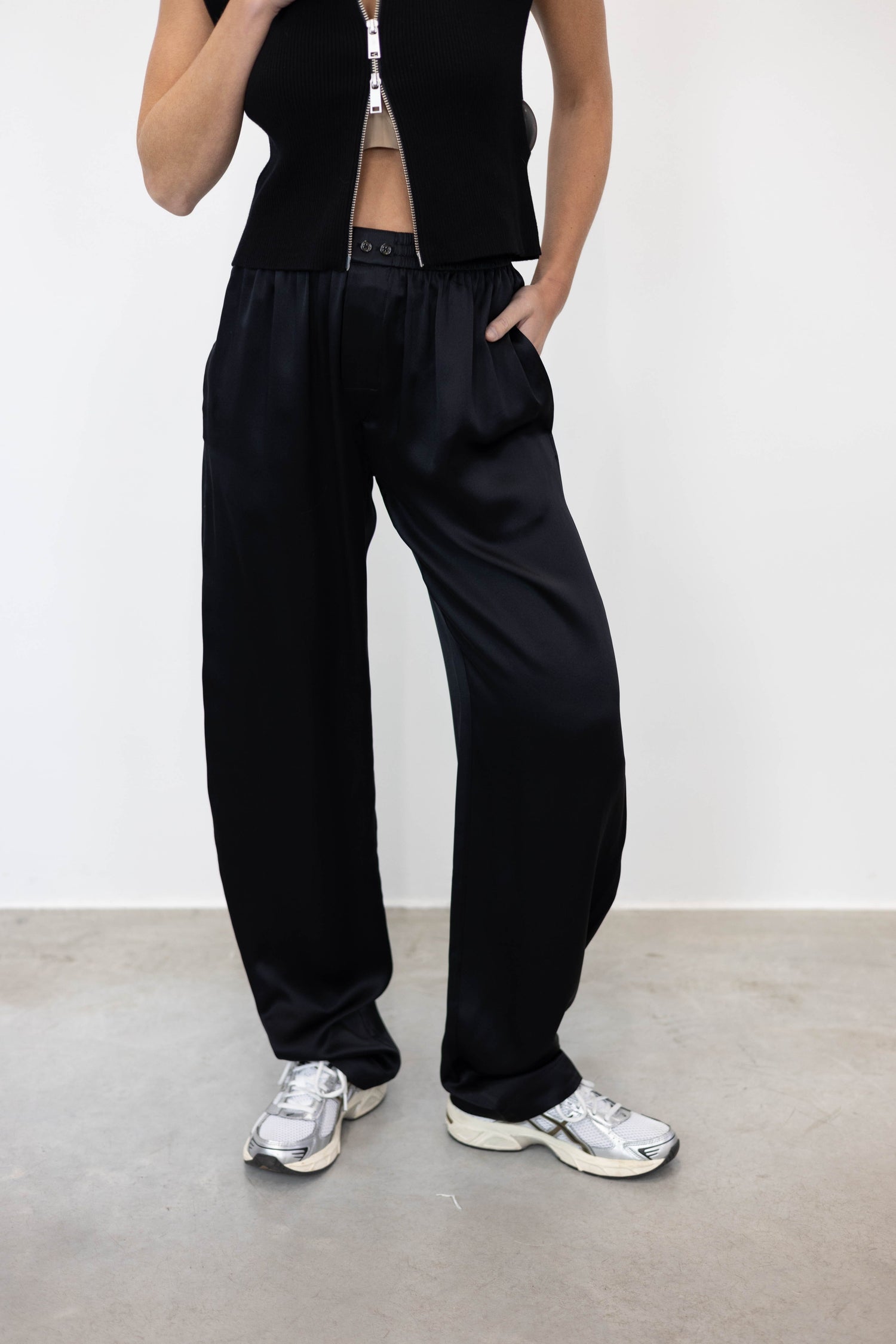 BOXER STYLE PANTS WITH BACK TULLE CUT OUT PANTS ALEXANDER WANG 