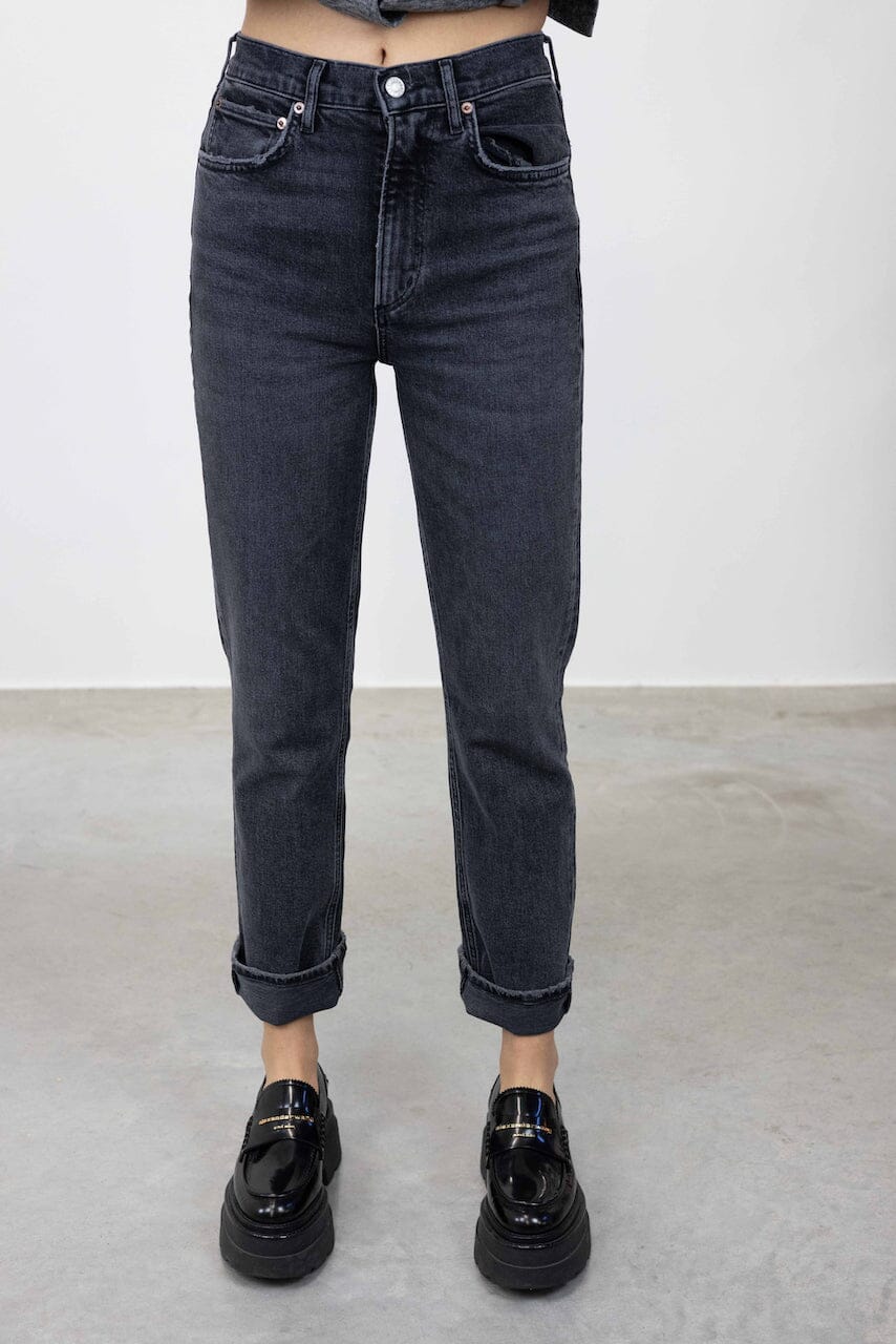 HIGH RISE STOVEPIPE JEANS IN METAL JEANS AGOLDE 