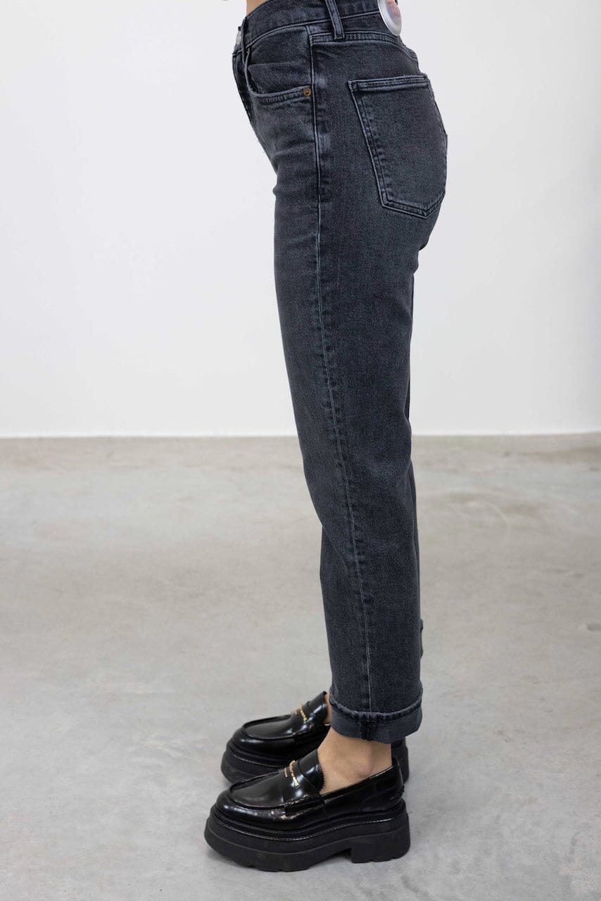 HIGH RISE STOVEPIPE JEANS IN METAL JEANS AGOLDE 