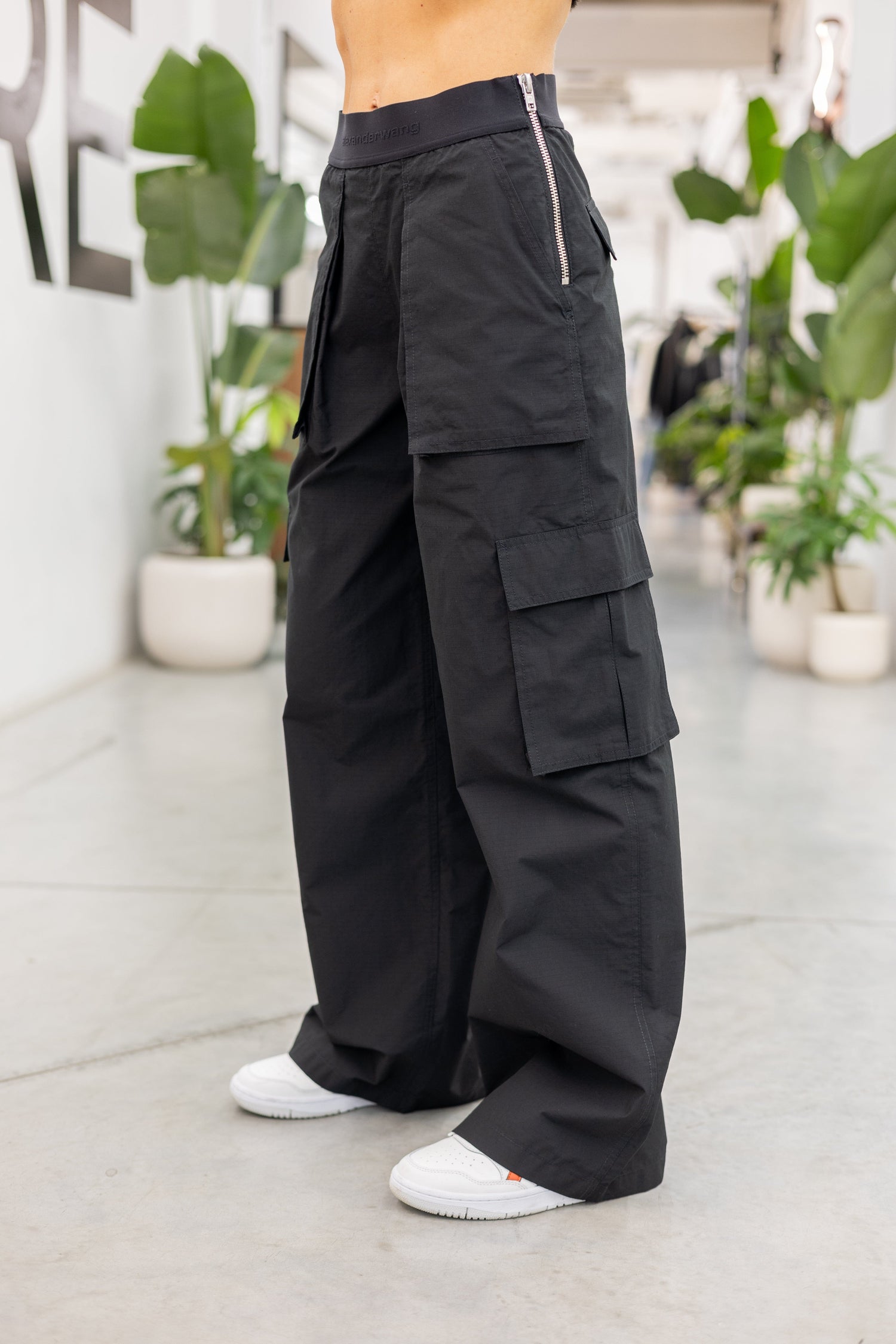 alexanderwang bootcut pant with logo waistband BLACK