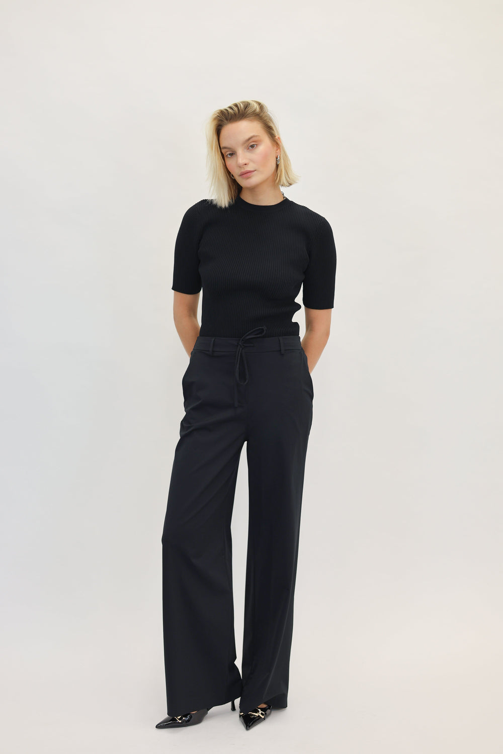 SHORT SLEEVE RIB KNITTED TOP TOP ROHE 