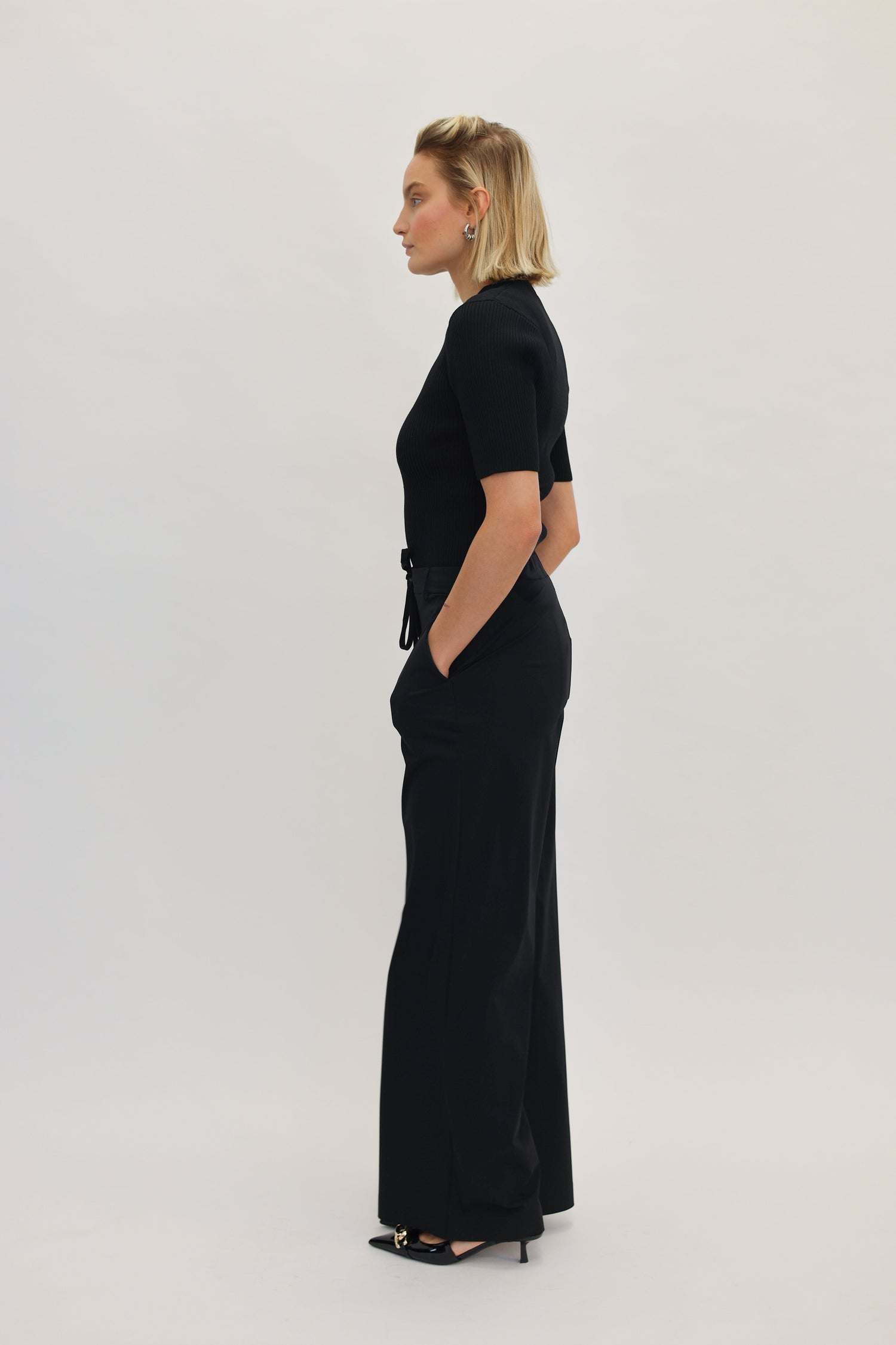 SHORT SLEEVE RIB KNITTED TOP TOP ROHE 