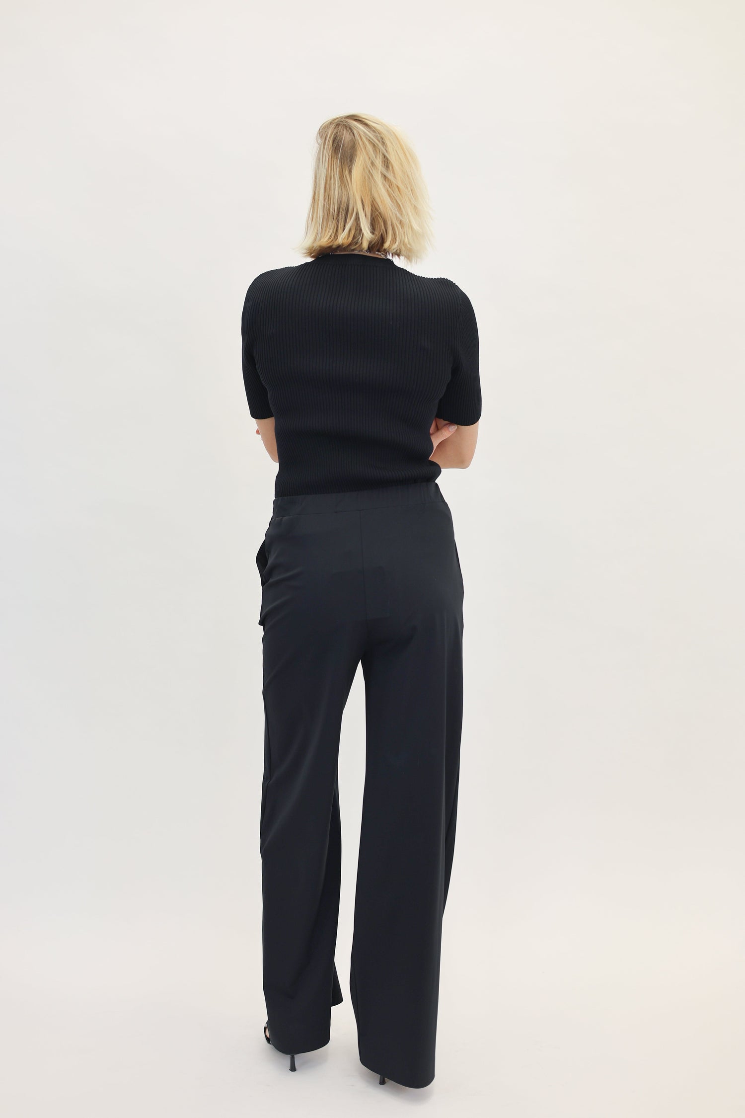 SHORT SLEEVE RIB KNITTED TOP TOP ROHE 