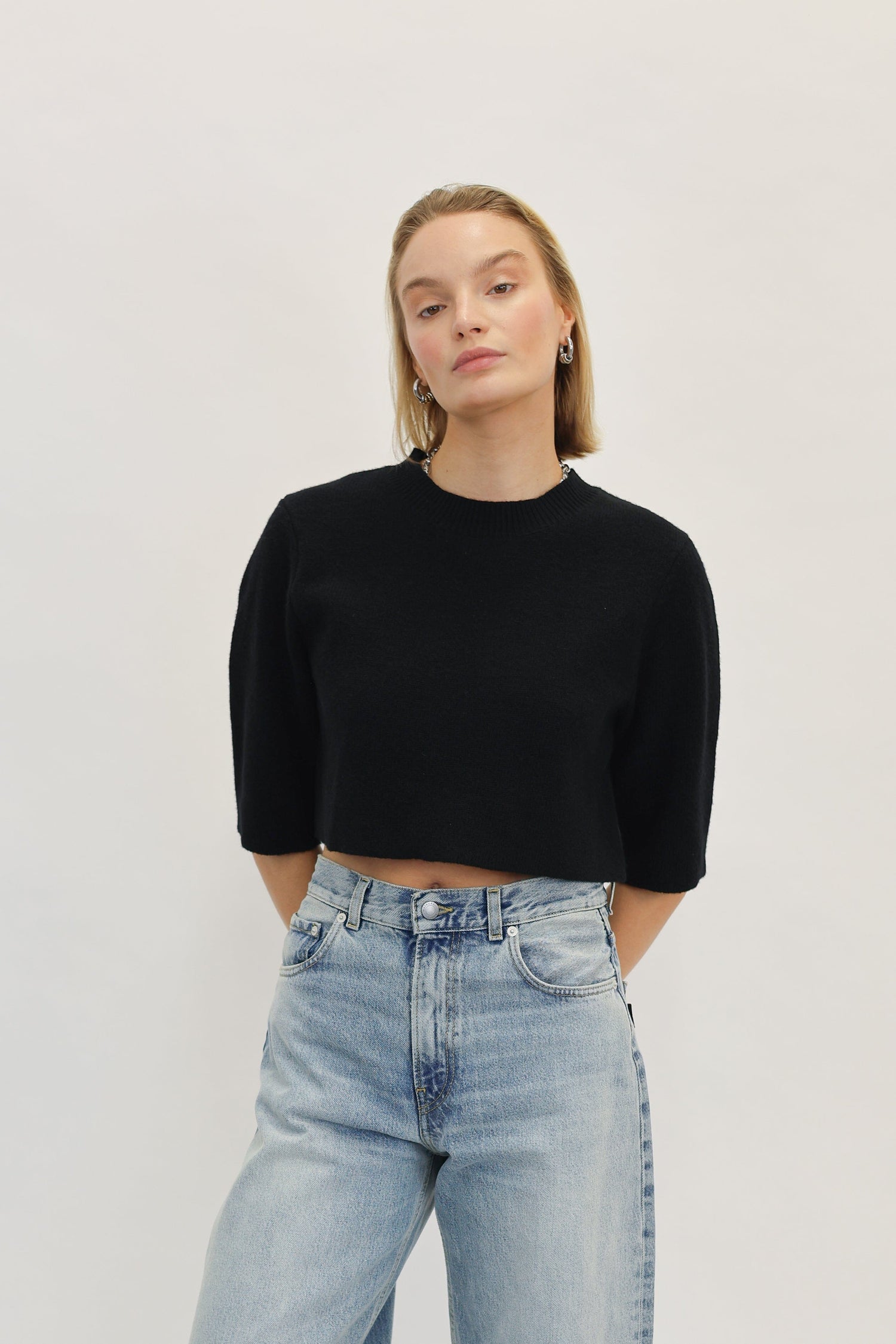 KAMILLE CROPPED HEAVY KNIT TEE KURE 