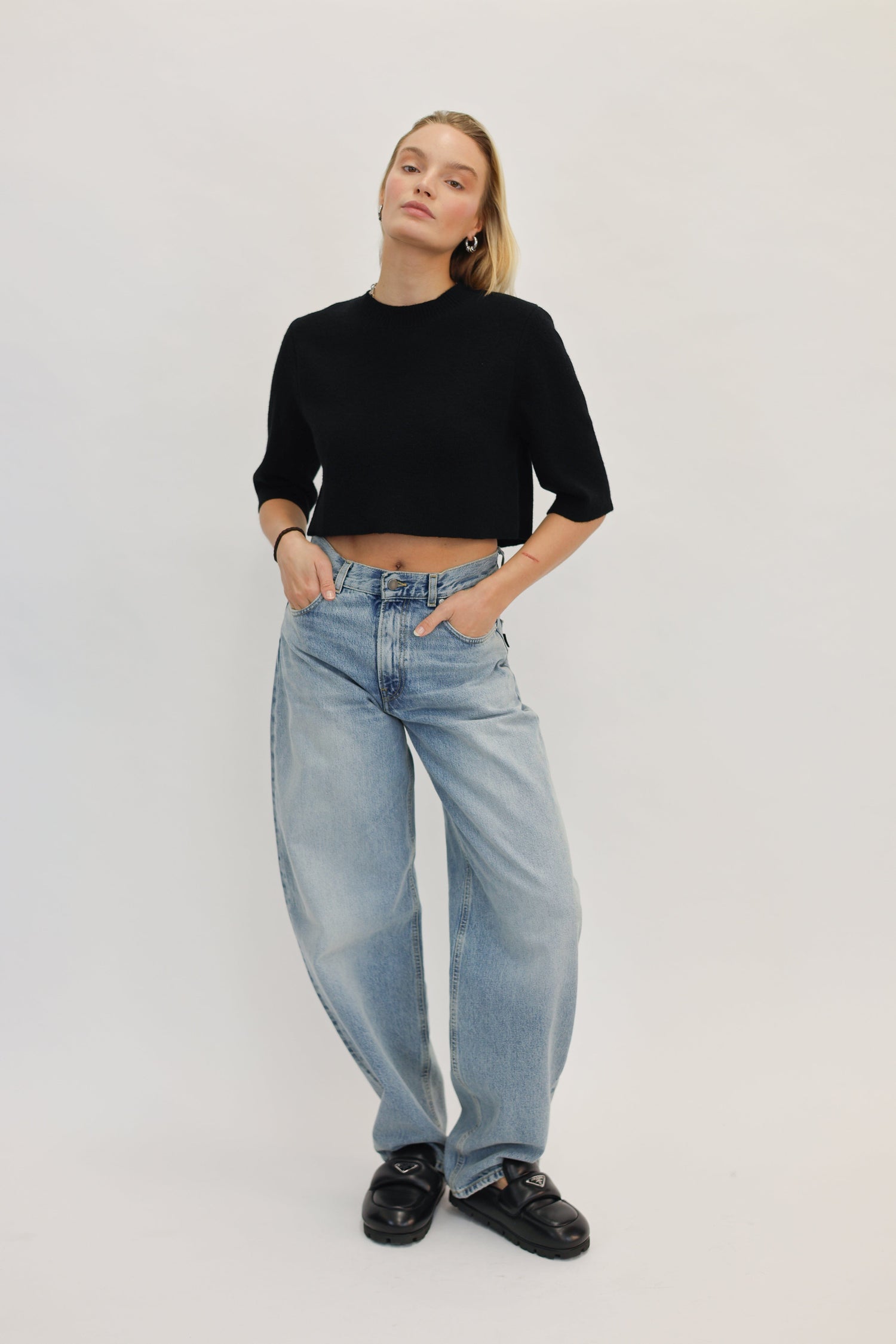 KAMILLE CROPPED HEAVY KNIT TEE KURE 