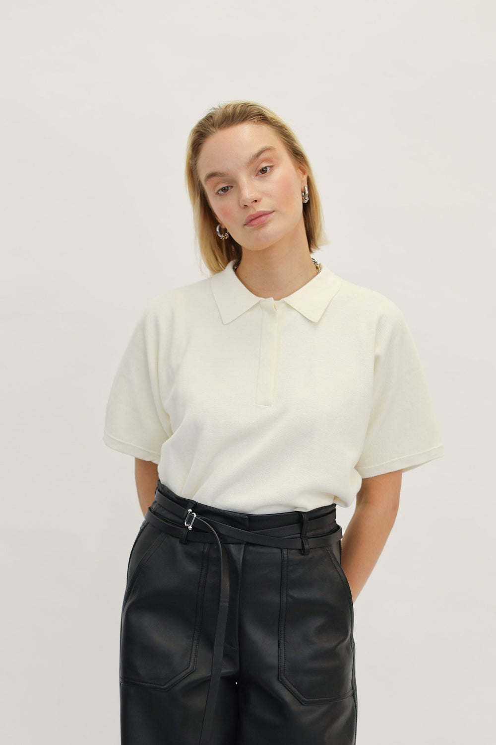 KEATON KNITTED POLO IN OFF WHITE POLO ONE&OTHER 