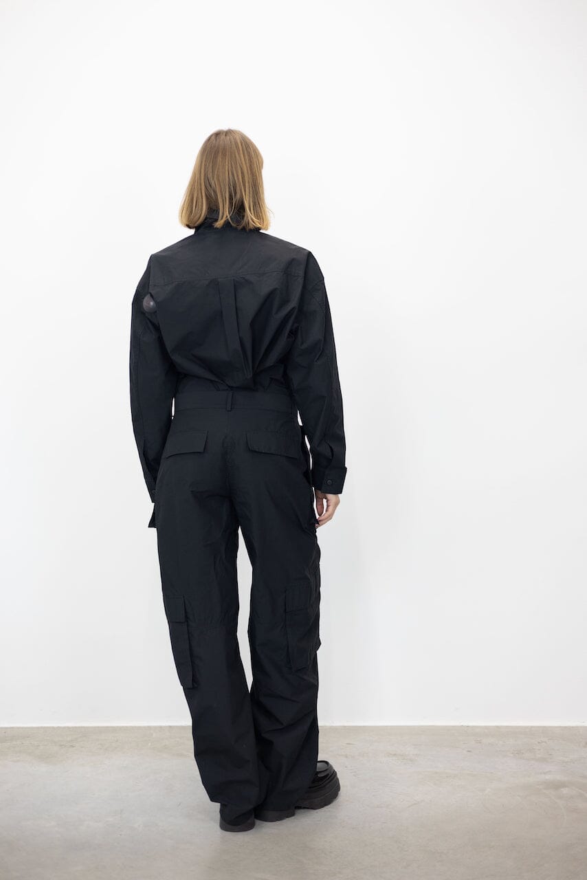 オールインワン・サロペット [MATINKIM]utility button up jumpsuit in black UTILITY BUTTON UP JUMPSUIT IN BLACK - MATINKIM
