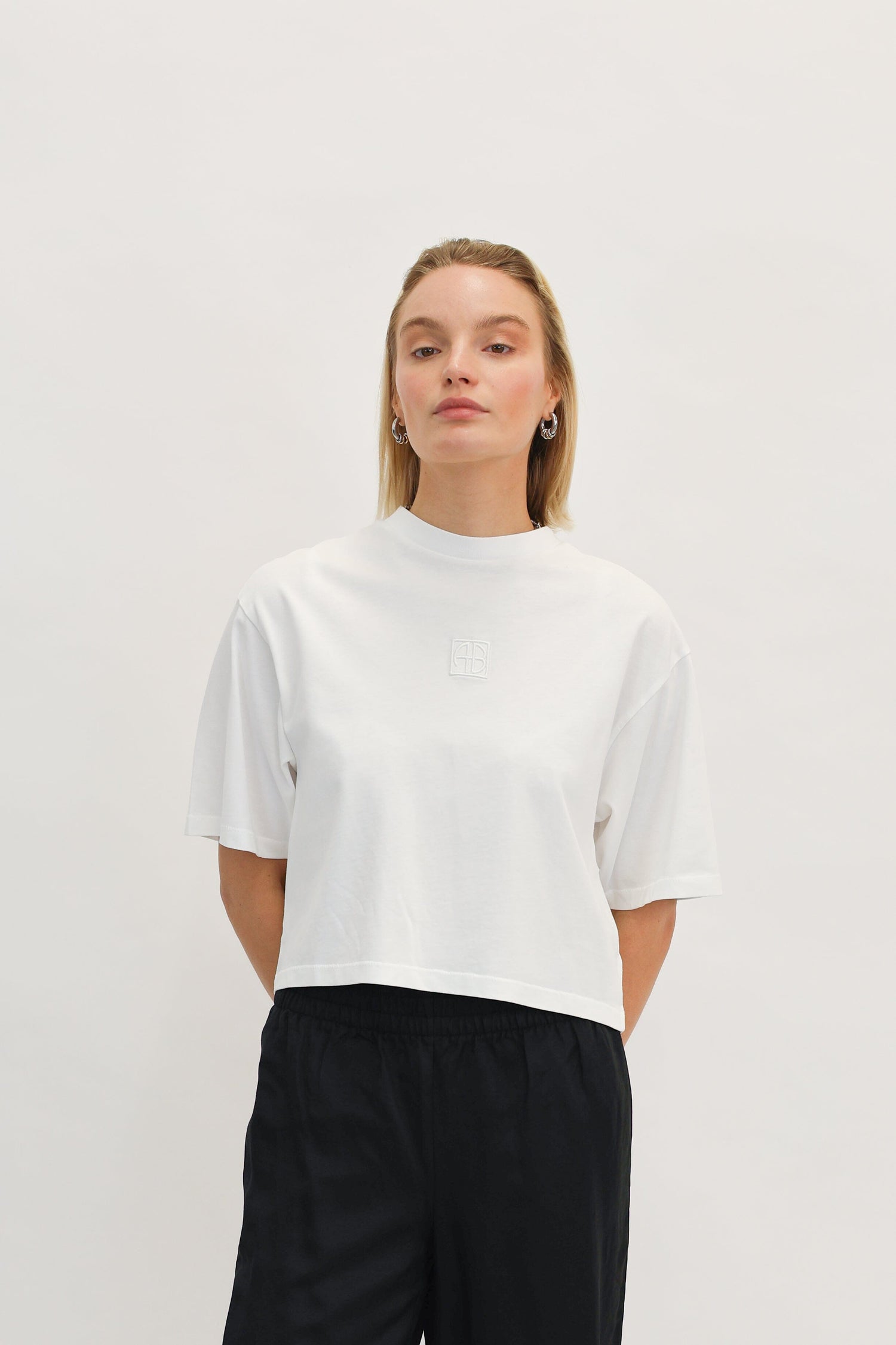 MYERS CROPPED TEE IN IVORY TEE ANINE BING 