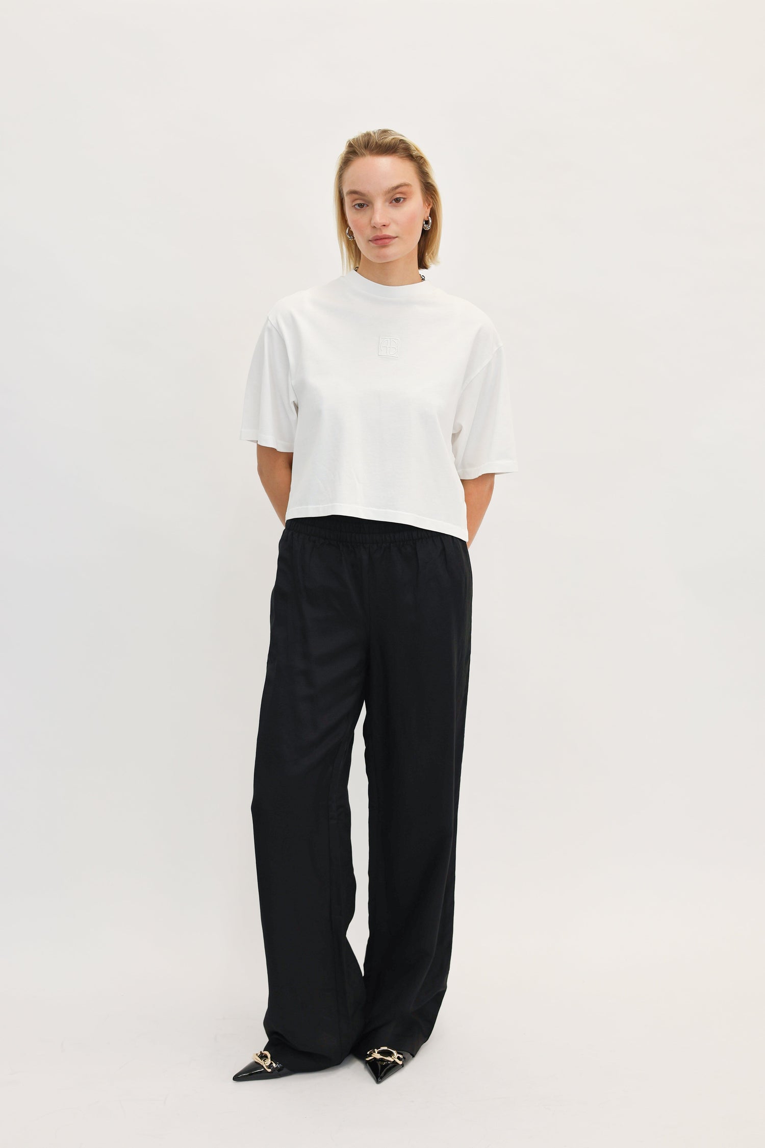 MYERS CROPPED TEE IN IVORY TEE ANINE BING 