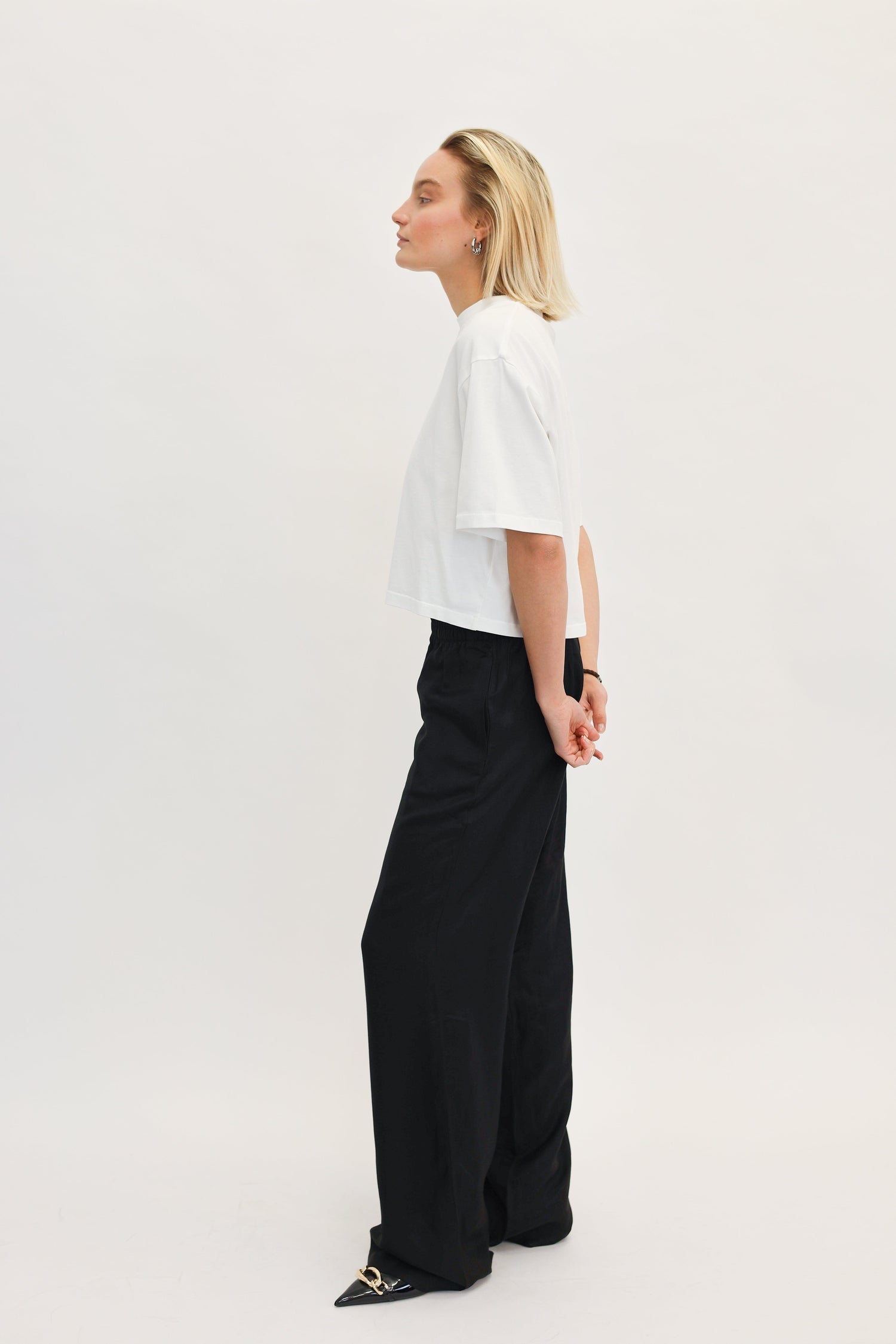 MYERS CROPPED TEE IN IVORY TEE ANINE BING 