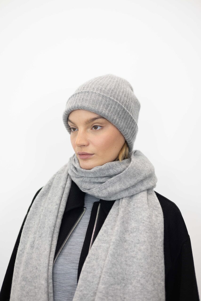 CASHMERE PLUSH RIB BEANIE BEANIE WHITE WARREN 