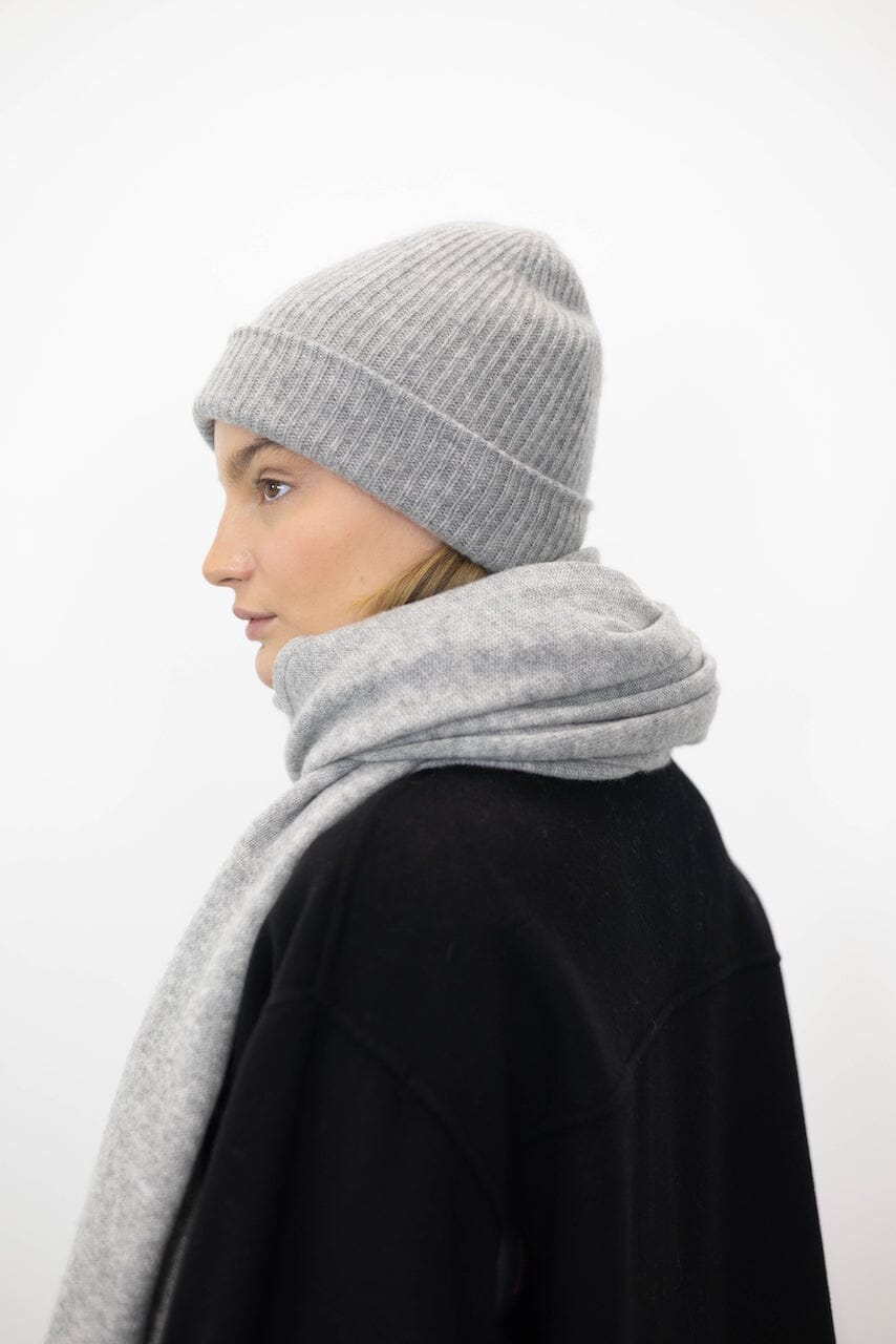 CASHMERE PLUSH RIB BEANIE BEANIE WHITE WARREN 