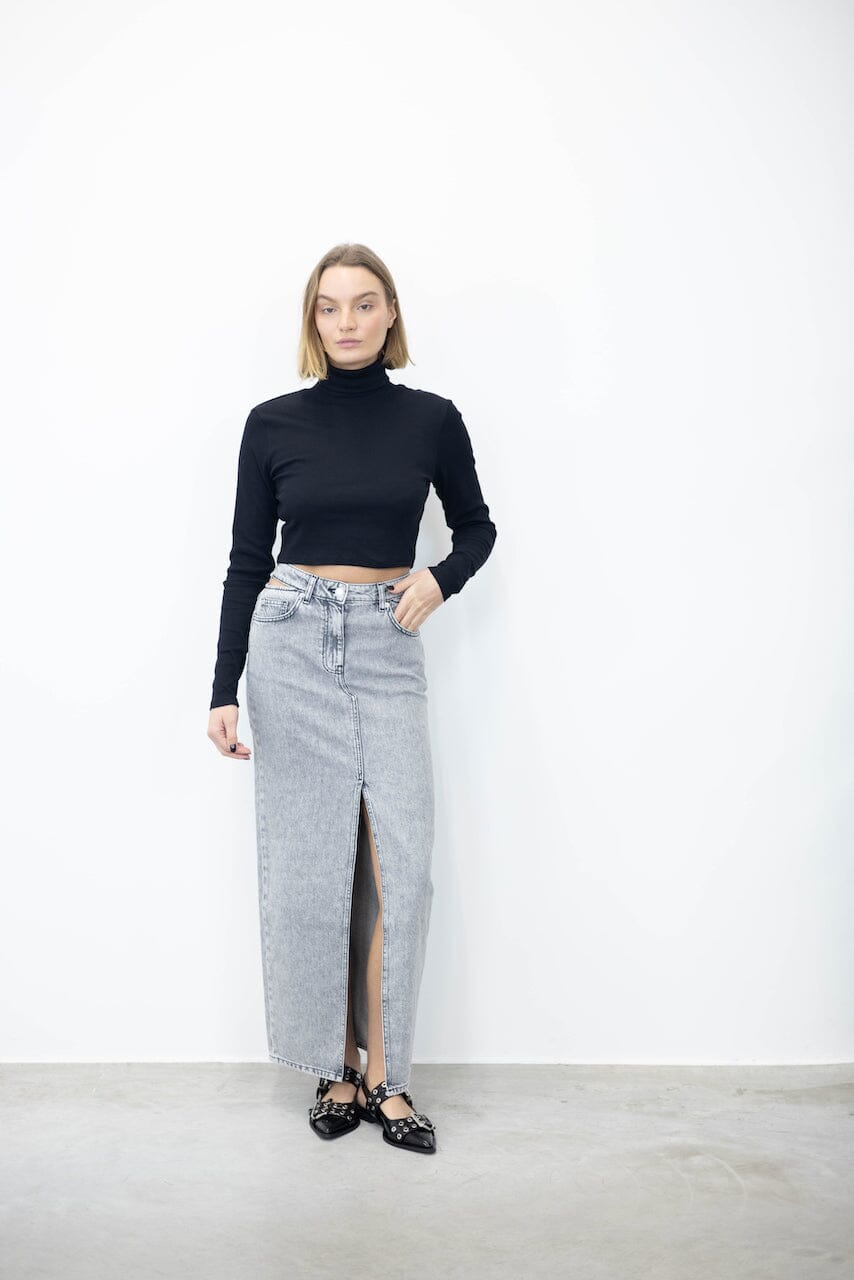 DREW CROPPED ROLLNECK TOP KNIT GESTUZ 