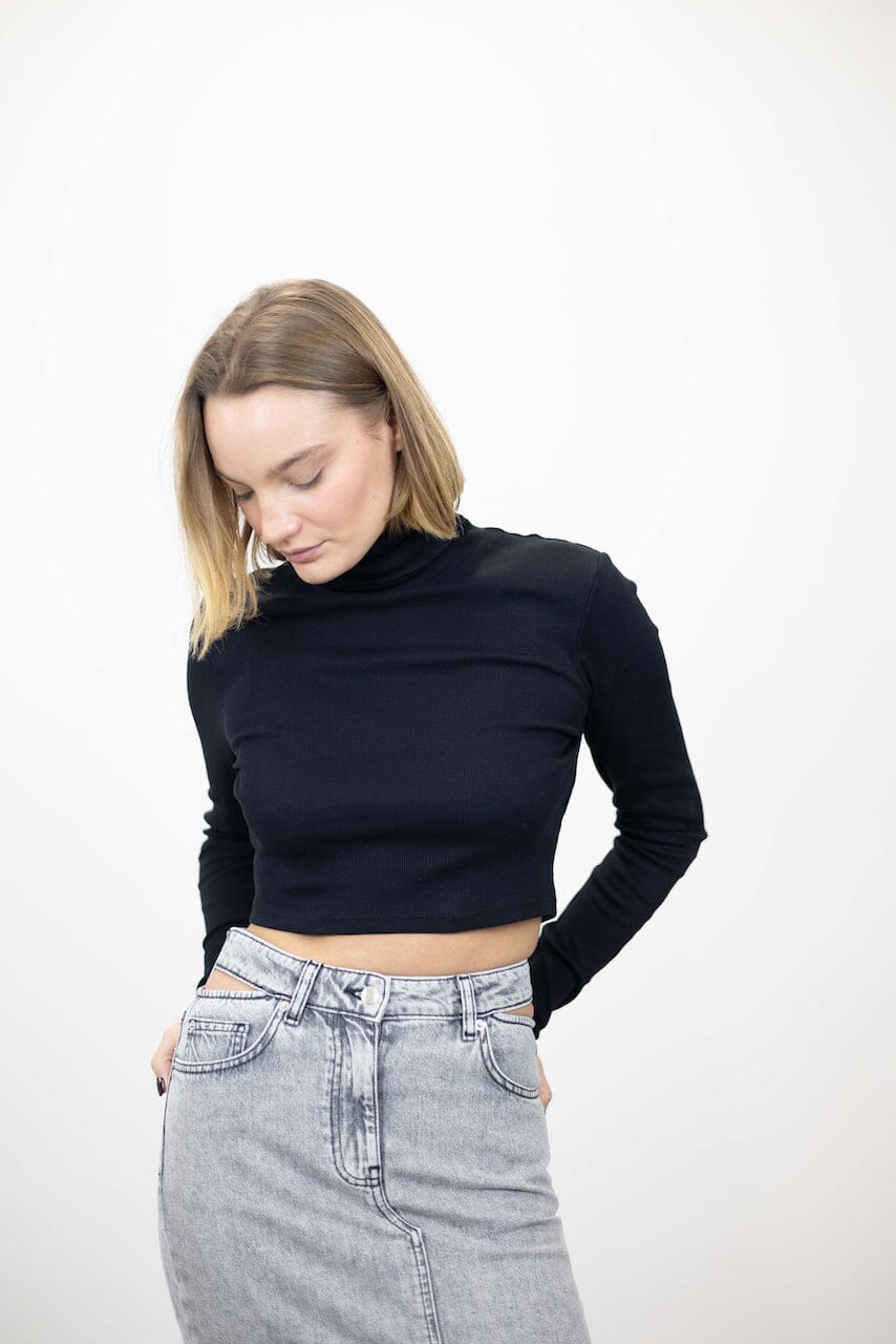 DREW CROPPED ROLLNECK TOP KNIT GESTUZ 