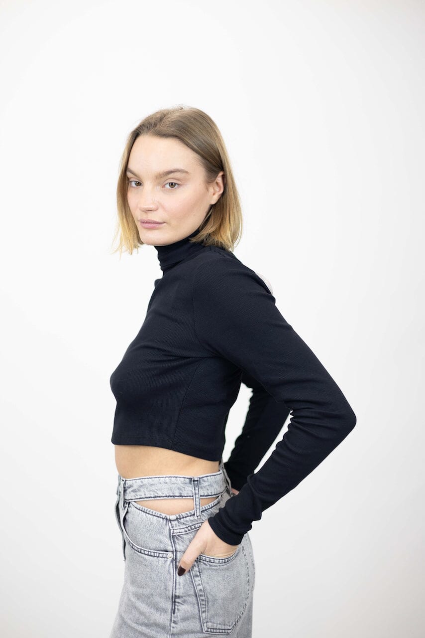 DREW CROPPED ROLLNECK TOP KNIT GESTUZ 