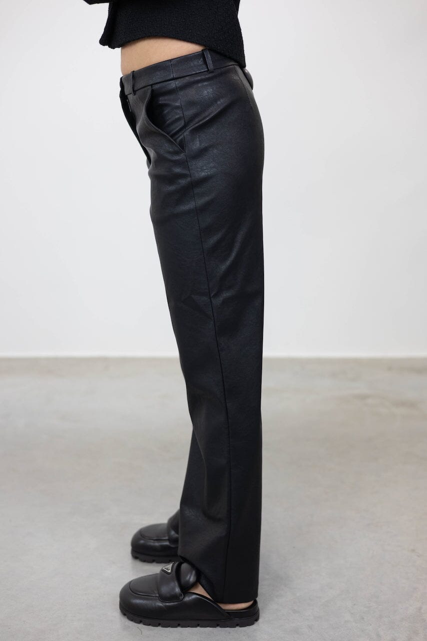 Faux Leather 5 Pocket Western Straight Leg Pants | Karen Millen