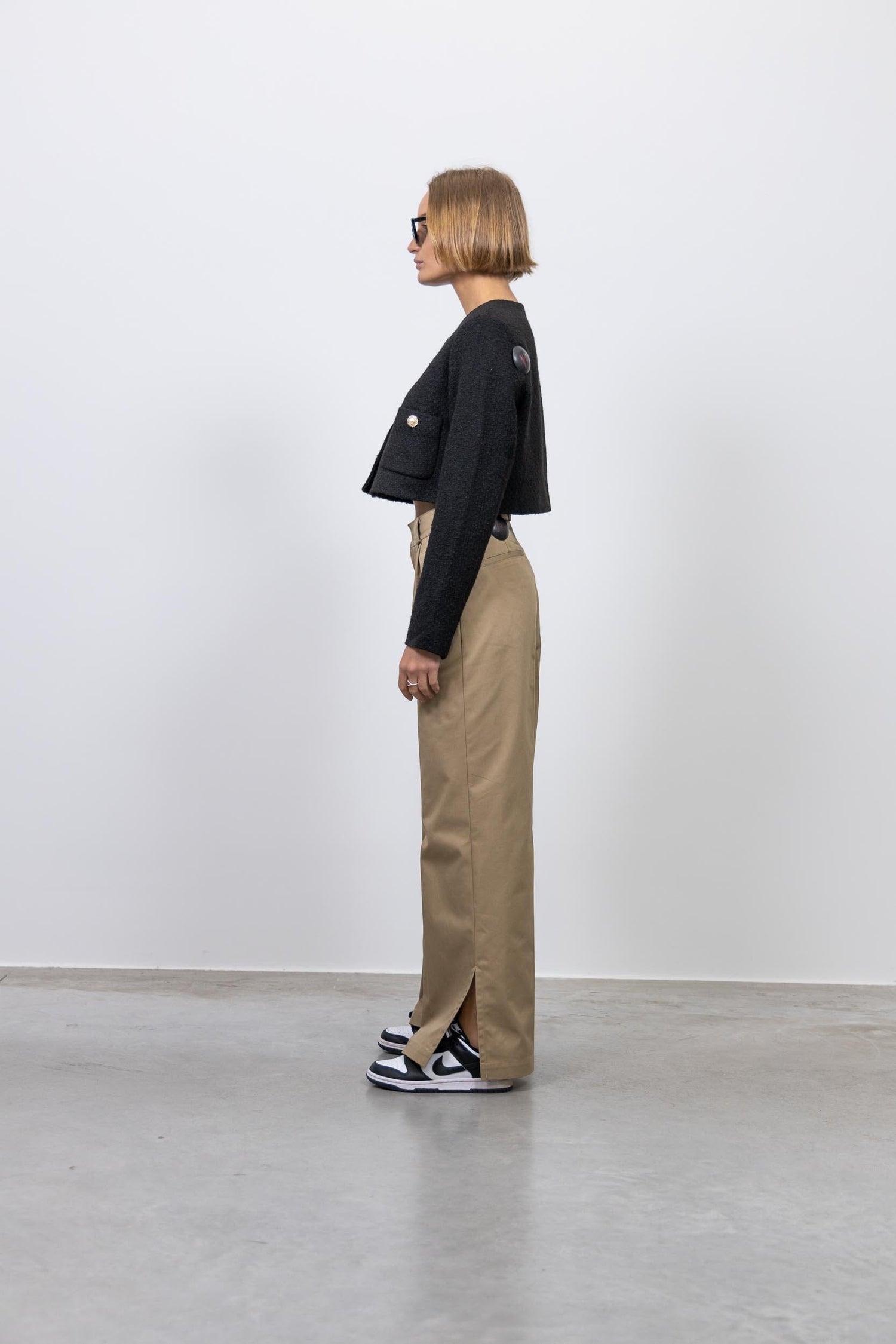 RIOTS MID RISE PLEATED TROUSERS PANTS OVAL SQUARE 