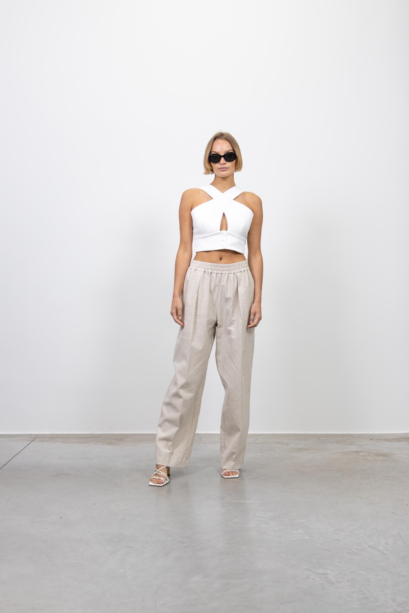 JULIA WIDE LEG LINEN PANTS PANTS SAMSOE SAMSOE 