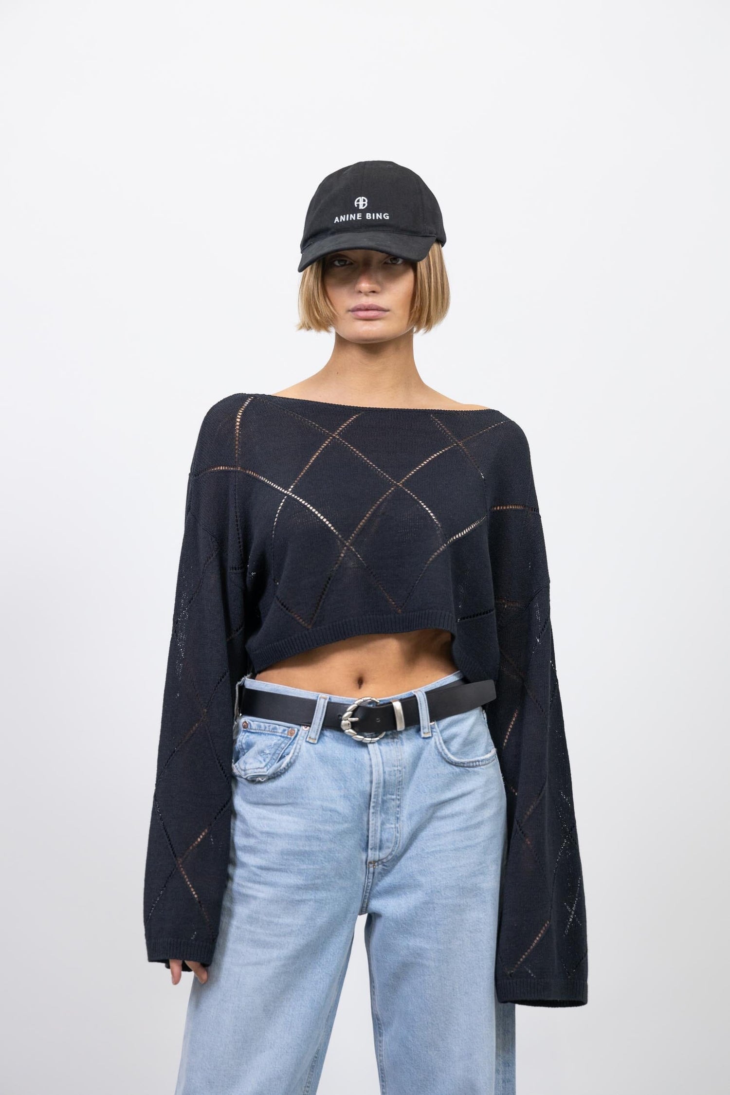 KNITTED CROPPED LOOSE FIT JUMPER SWEATER LES COYOTES DE PARIS 