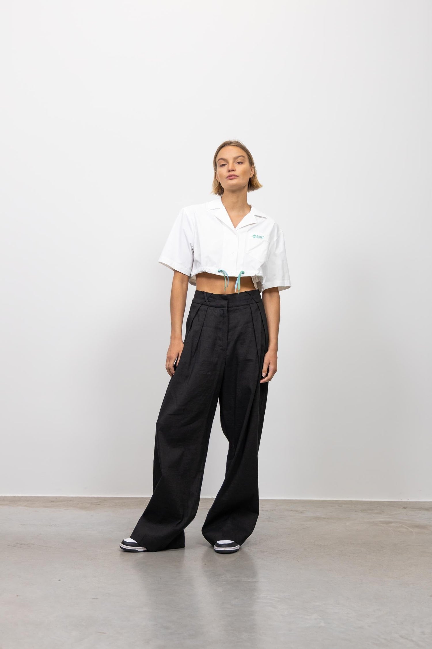 Buy AND Black Solid Tapered Linen Womens Work Wear Trouser  Shoppers Stop