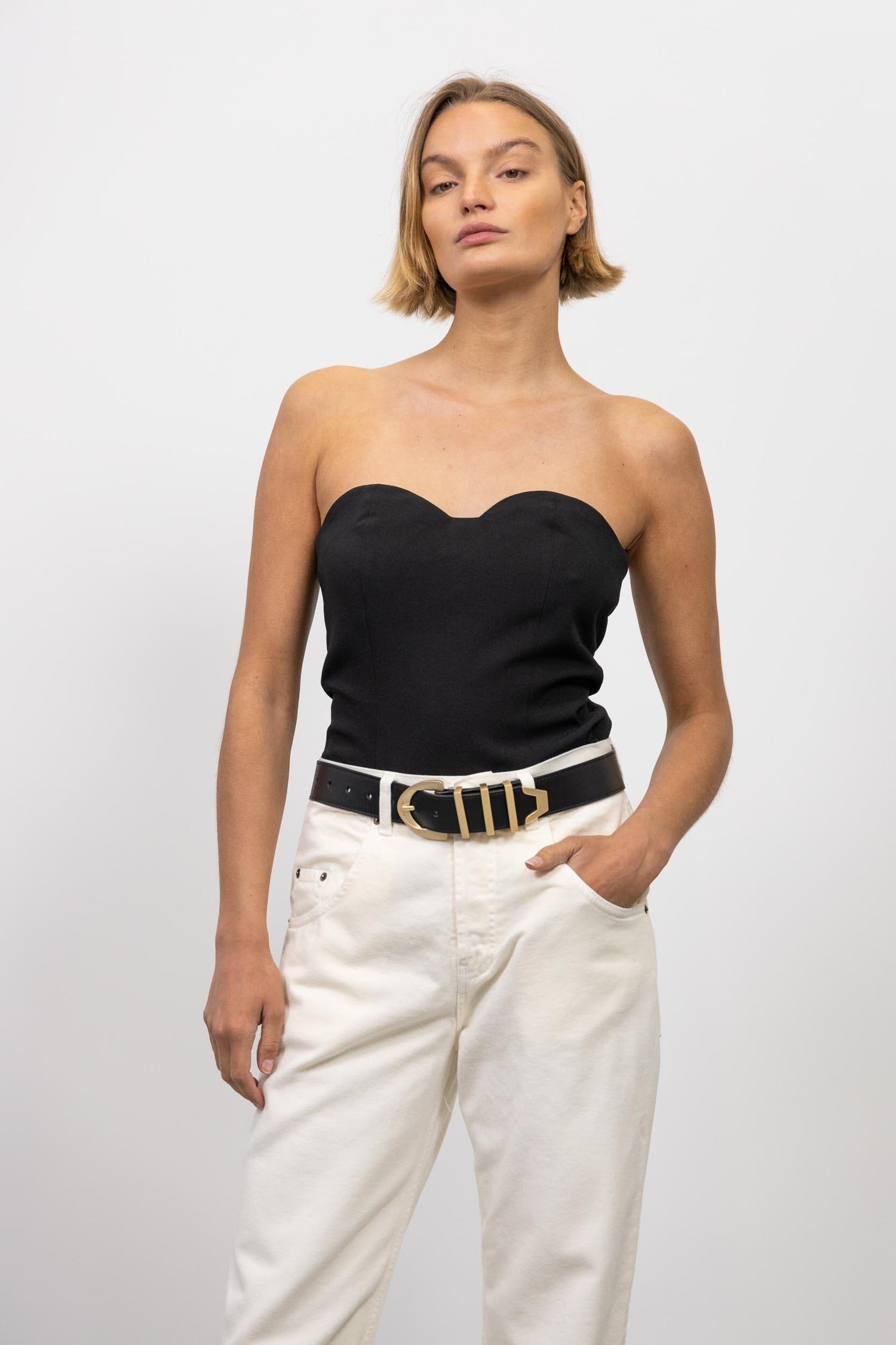 TOWN STRAPLESS BUSTIER TOP TOP OVAL SQUARE 