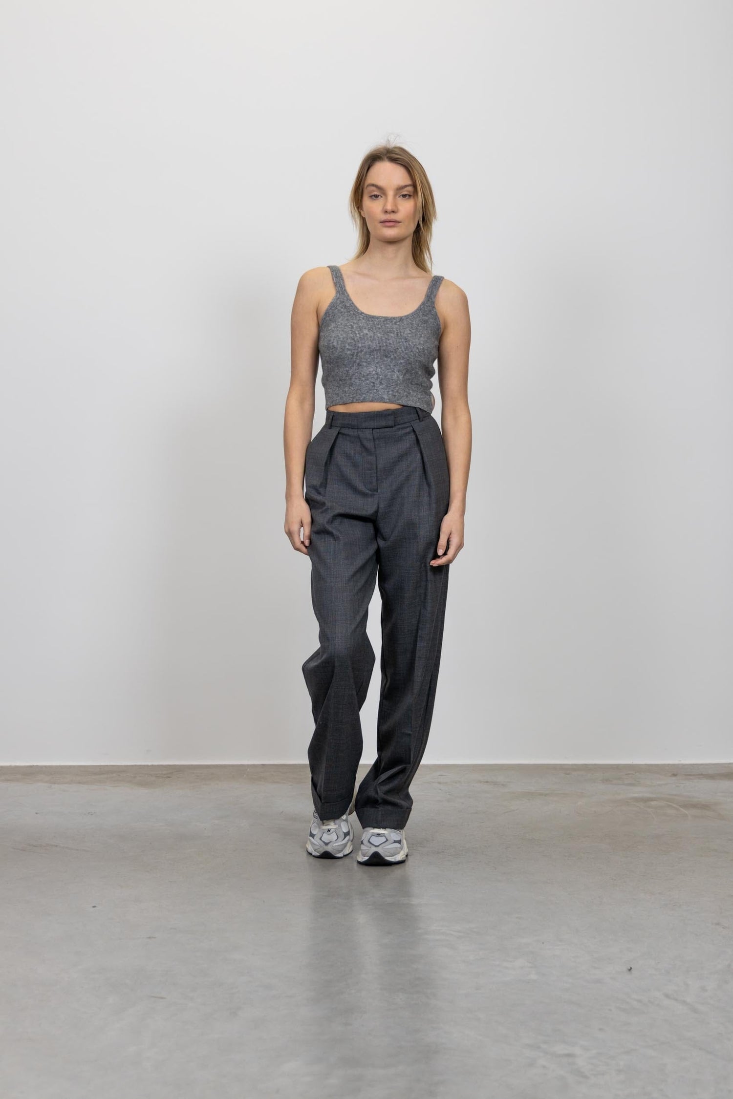 INNA THE KNITTED BRALET IN GREY TOP . 