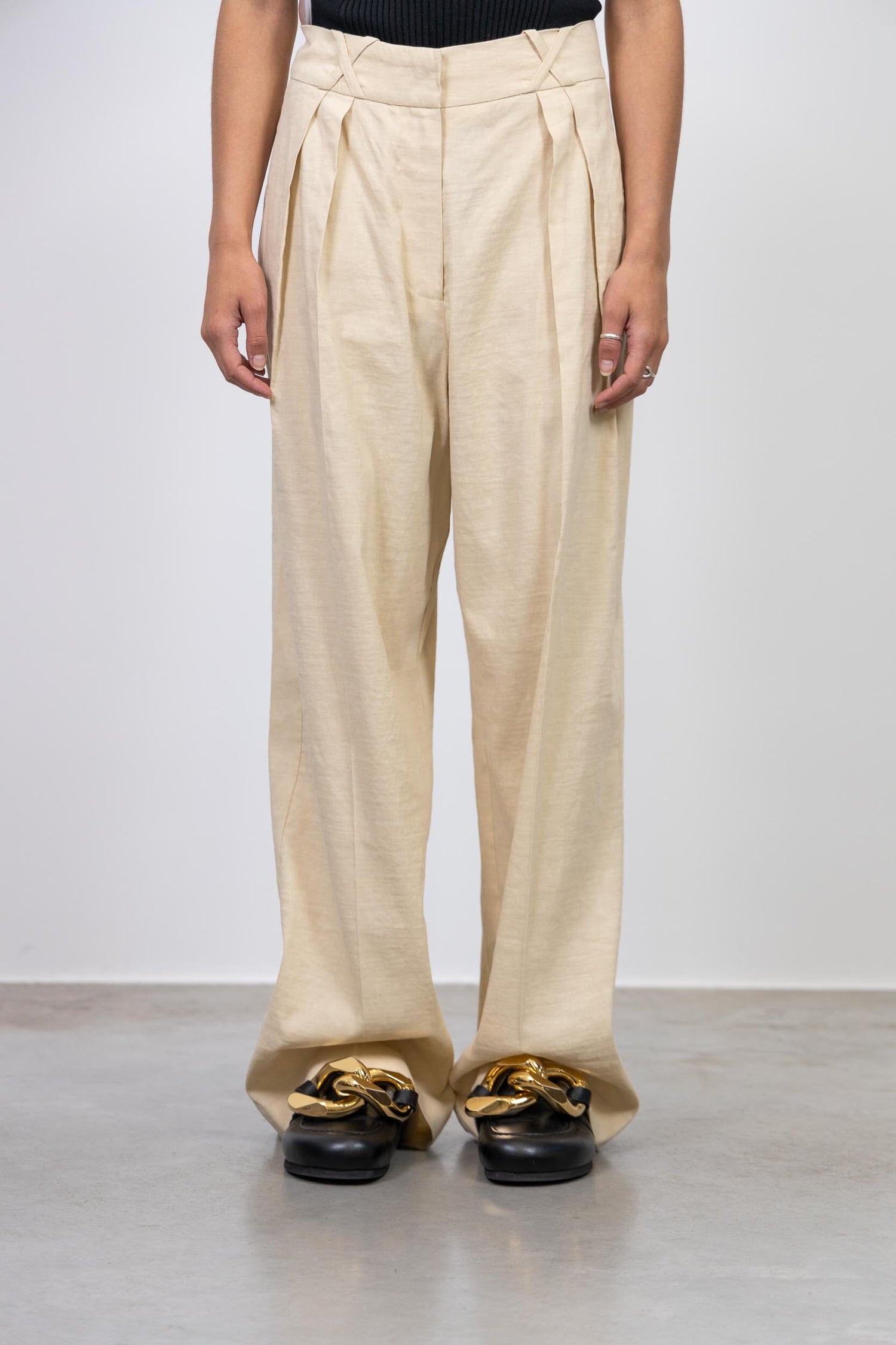 TAILORED LINEN-BLEND TROUSERS IN CREAM PANTS ROHE 