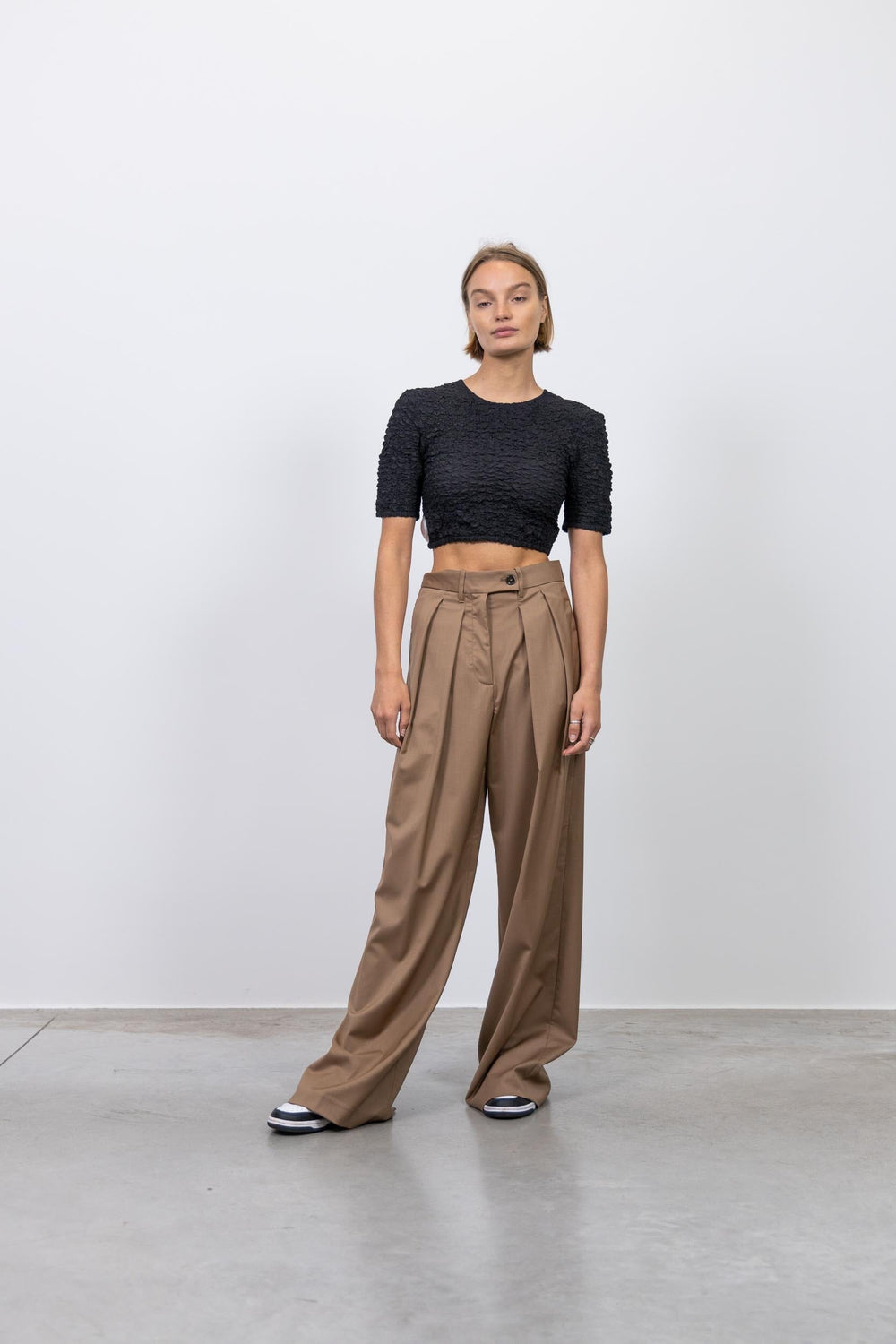 TEXTURED O-NECK CROP TOP TOP GANNI 