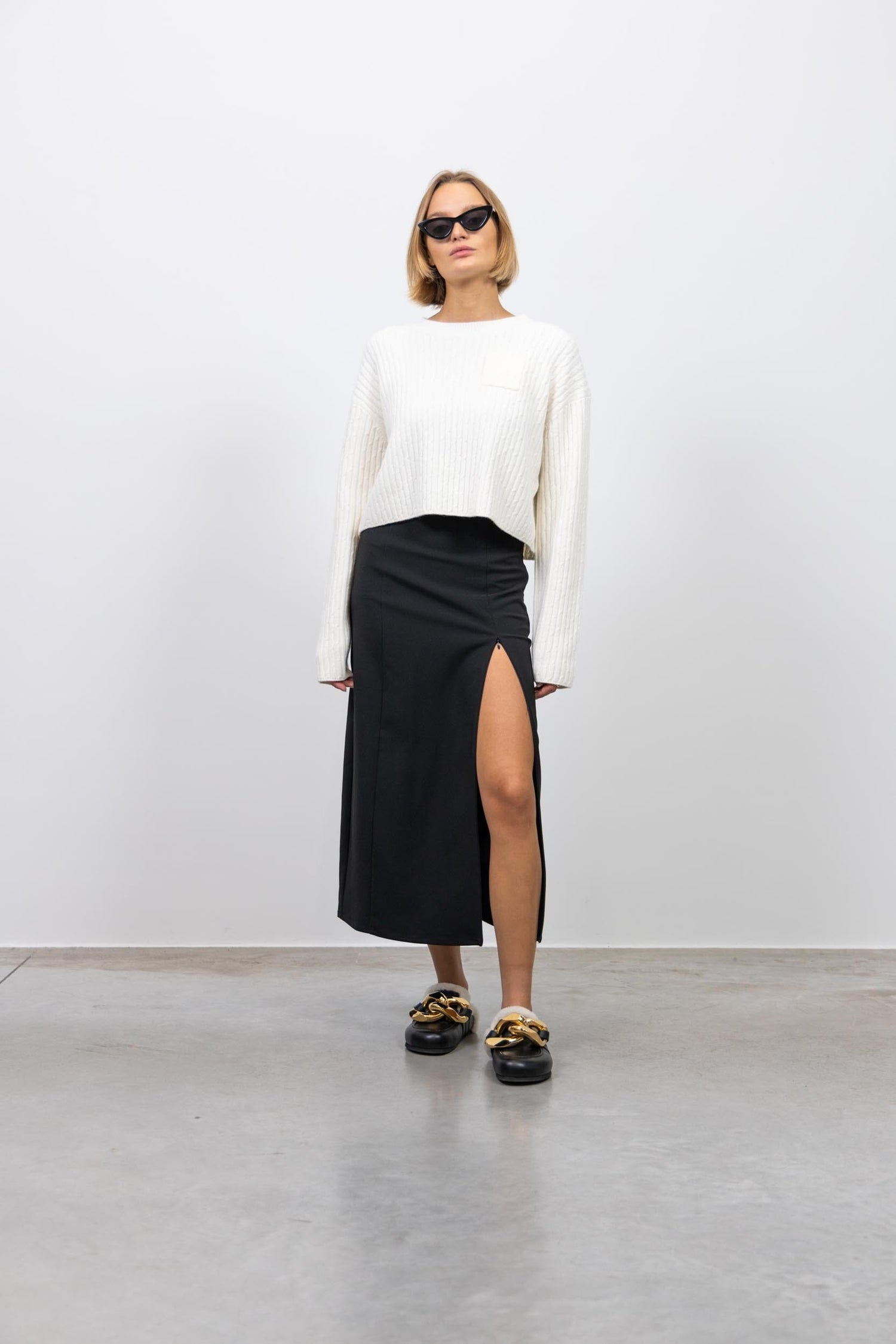 JOELLE MID LENGHT SKIRT WITH SIDE OPENING SKIRT GESTUZ 