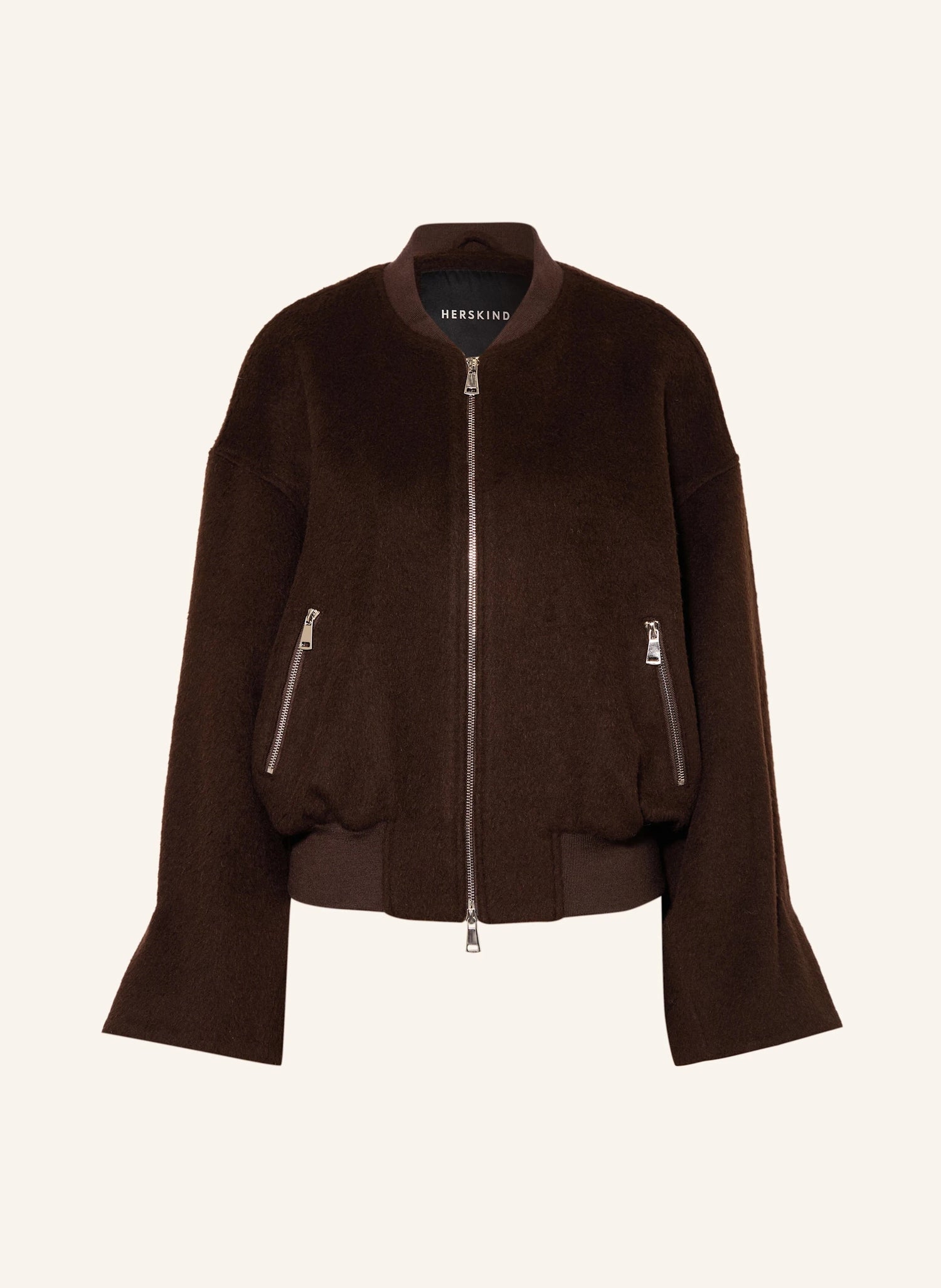 MONICA WOOL BOMBER JACKET IN BROWN JACKET HERSKIND 