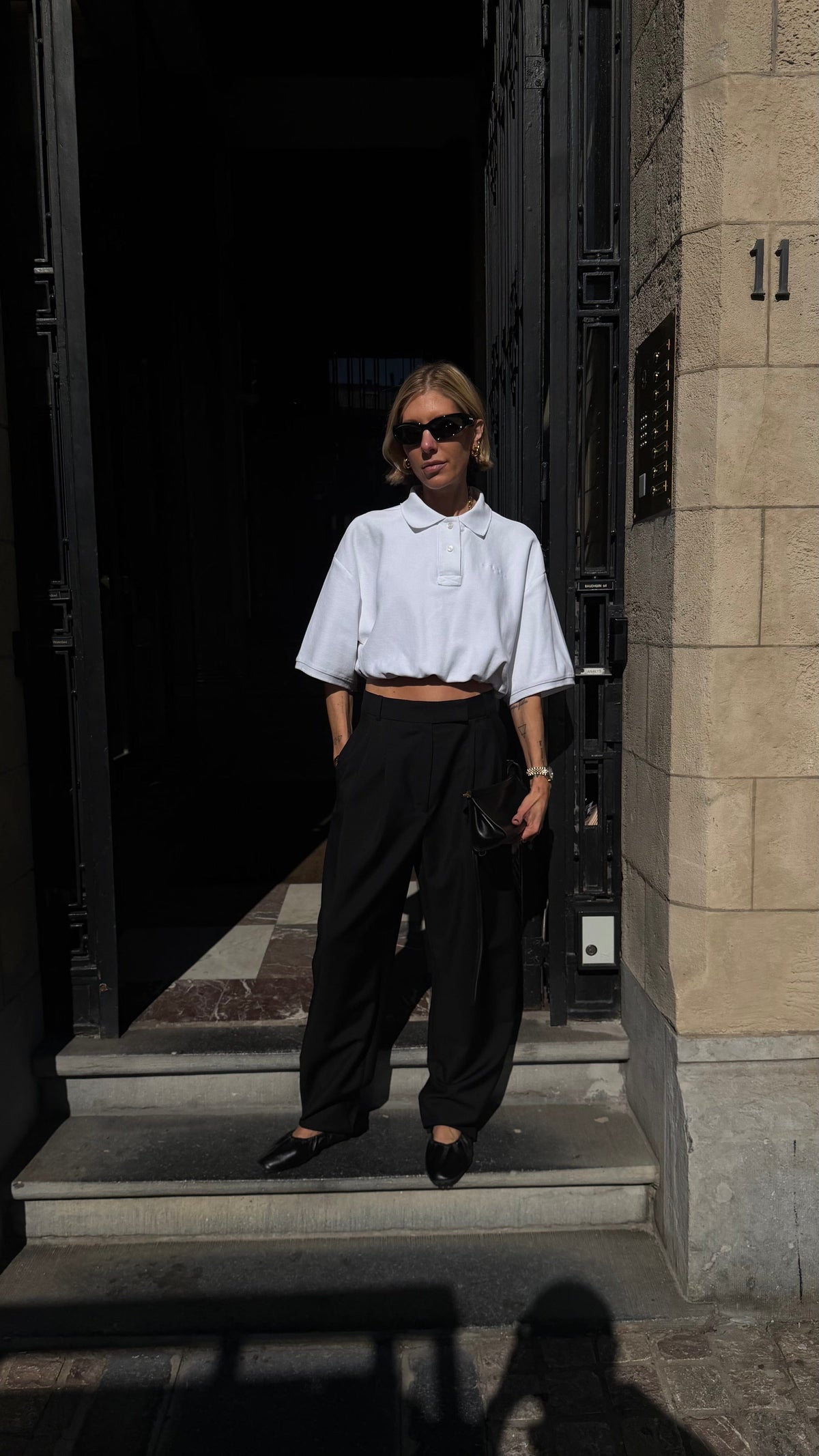 ALLAN ROUND LEG SHAPED TAILORED TROUSERS PANTS ROHE 