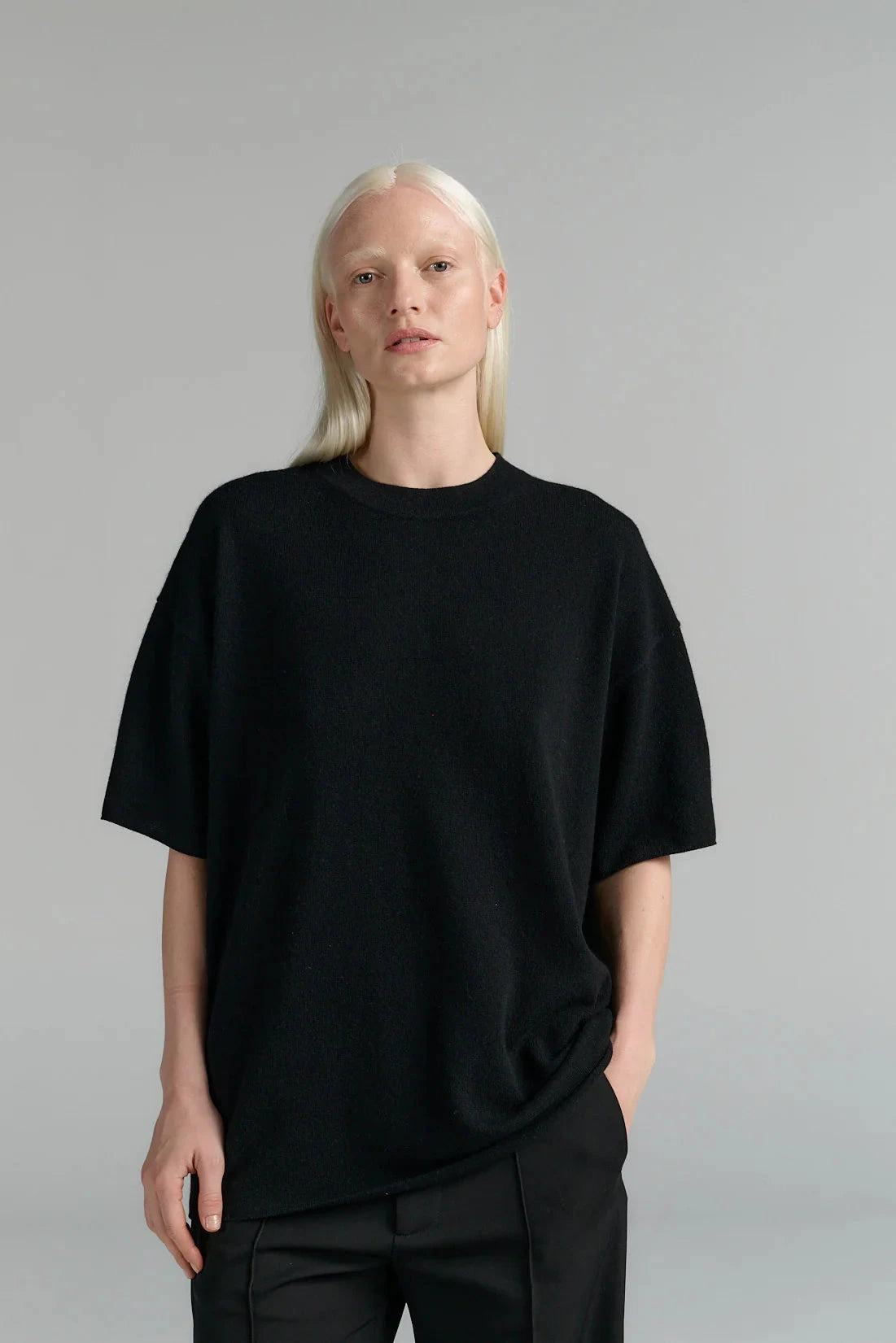 CASHMERE AND WOOL KNITTED TSHIRT T-SHIRT RHEA 
