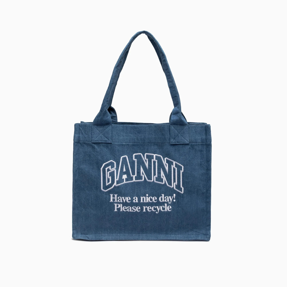 GANNI LARGE EASY SHOPPER DENIM BAG GANNI 