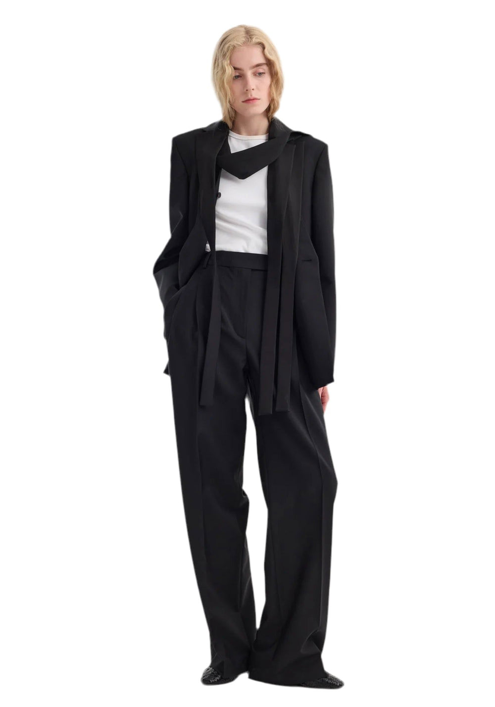 DECONSTRUCTED SATIN SUIT JACKET BLAZER ROHE 