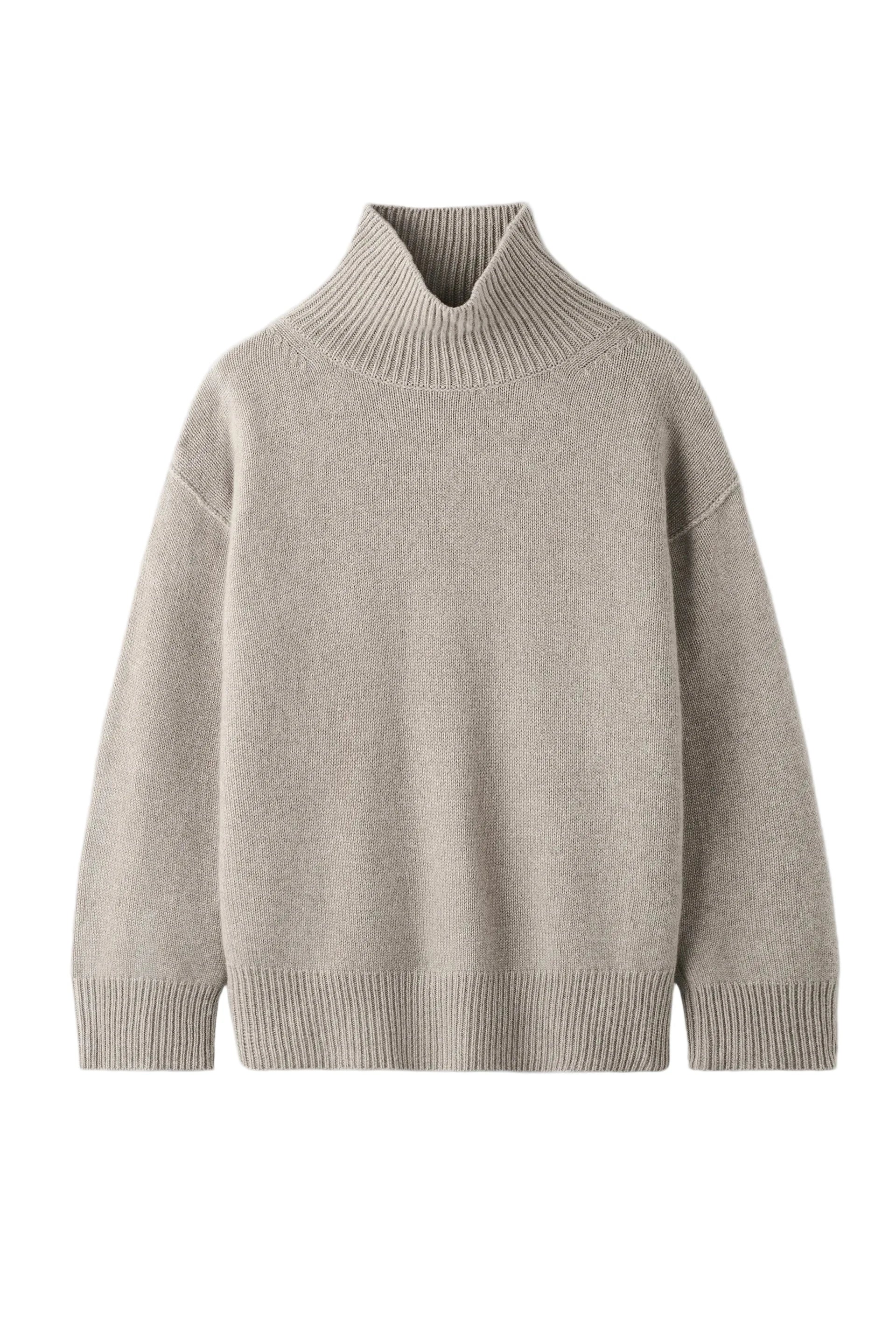 BOYFRIEND TURTLENECK IN GREIGE KNIT SOFT GOAT 
