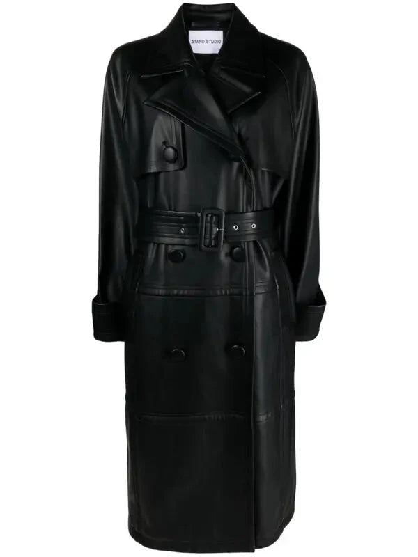 BETTY FAUX LEATHER TRENCH COAT COAT STAND STUDIO 