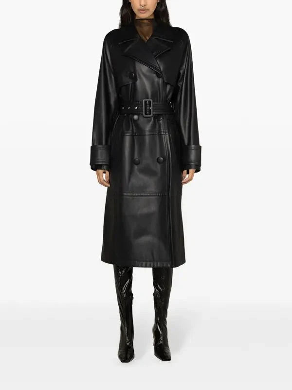 BETTY FAUX LEATHER TRENCH COAT COAT STAND STUDIO 